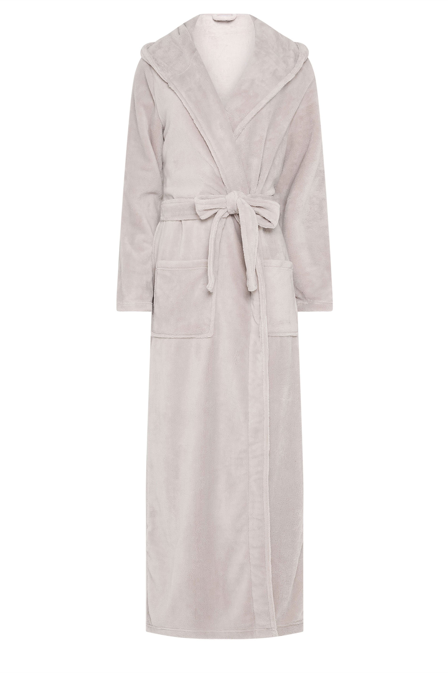 LTS Tall Stone Brown Luxury Soft Fleece Maxi Dressing Gown | Long Tall Sally 6