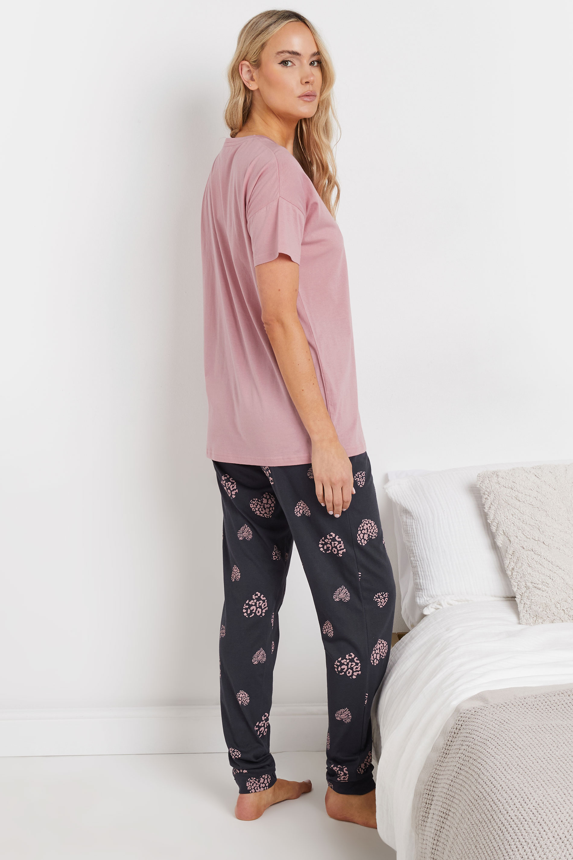 LTS Tall Pink Animal Heart Print Cuffed Pyjama Set | Long Tall Sally 4