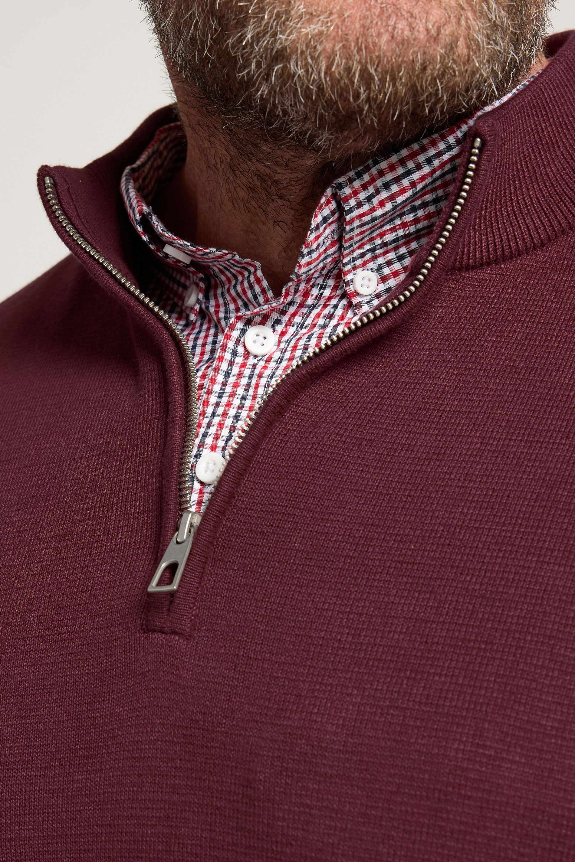 BadRhino Big & Tall Burgundy Red Mock Shirt Milano Quarter Zip Jumper | BadRhino 4