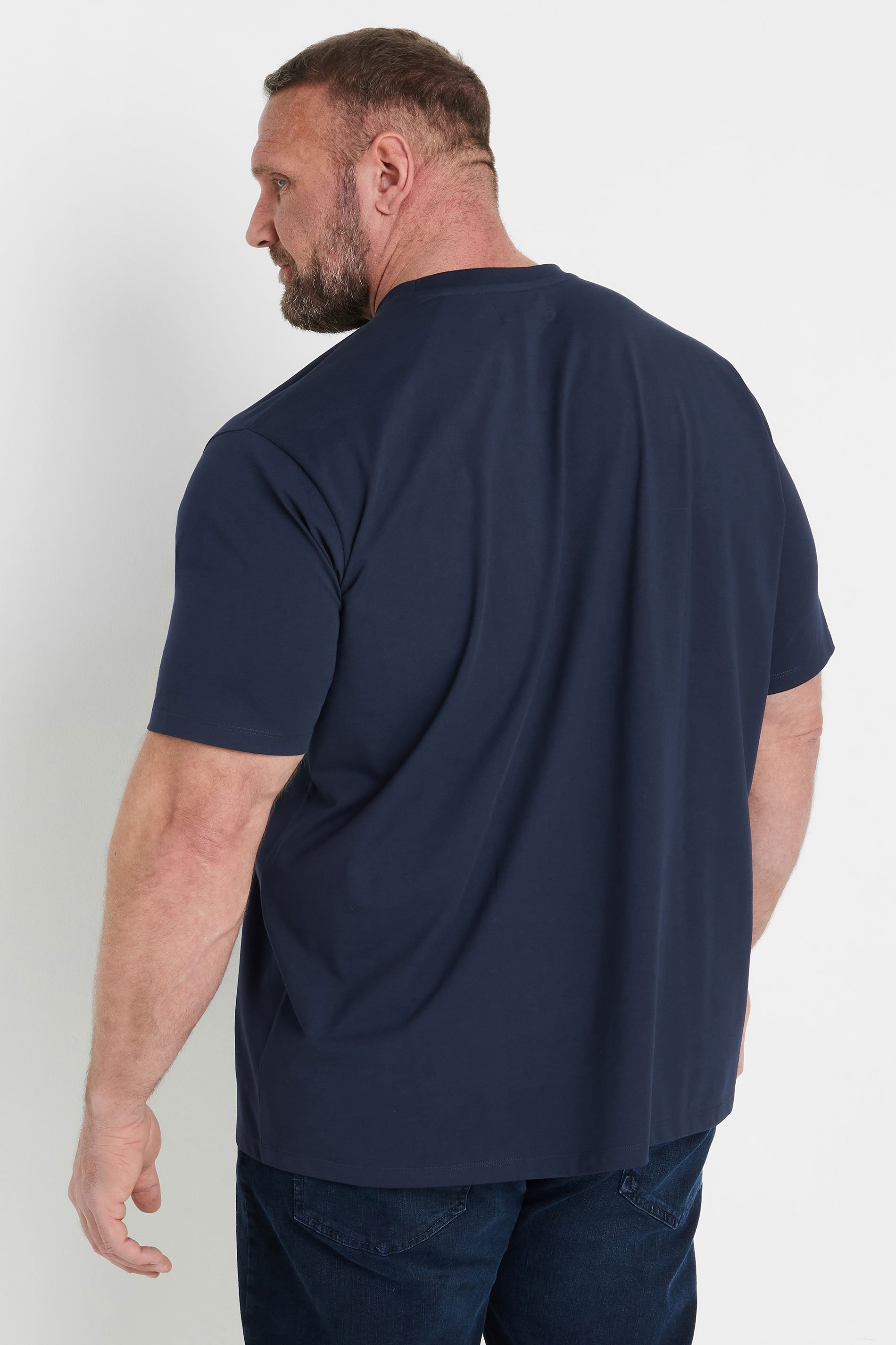 BadRhino Big & Tall Navy Blue Soft Touch Relaxed Fit T-Shirt | BadRhino 4