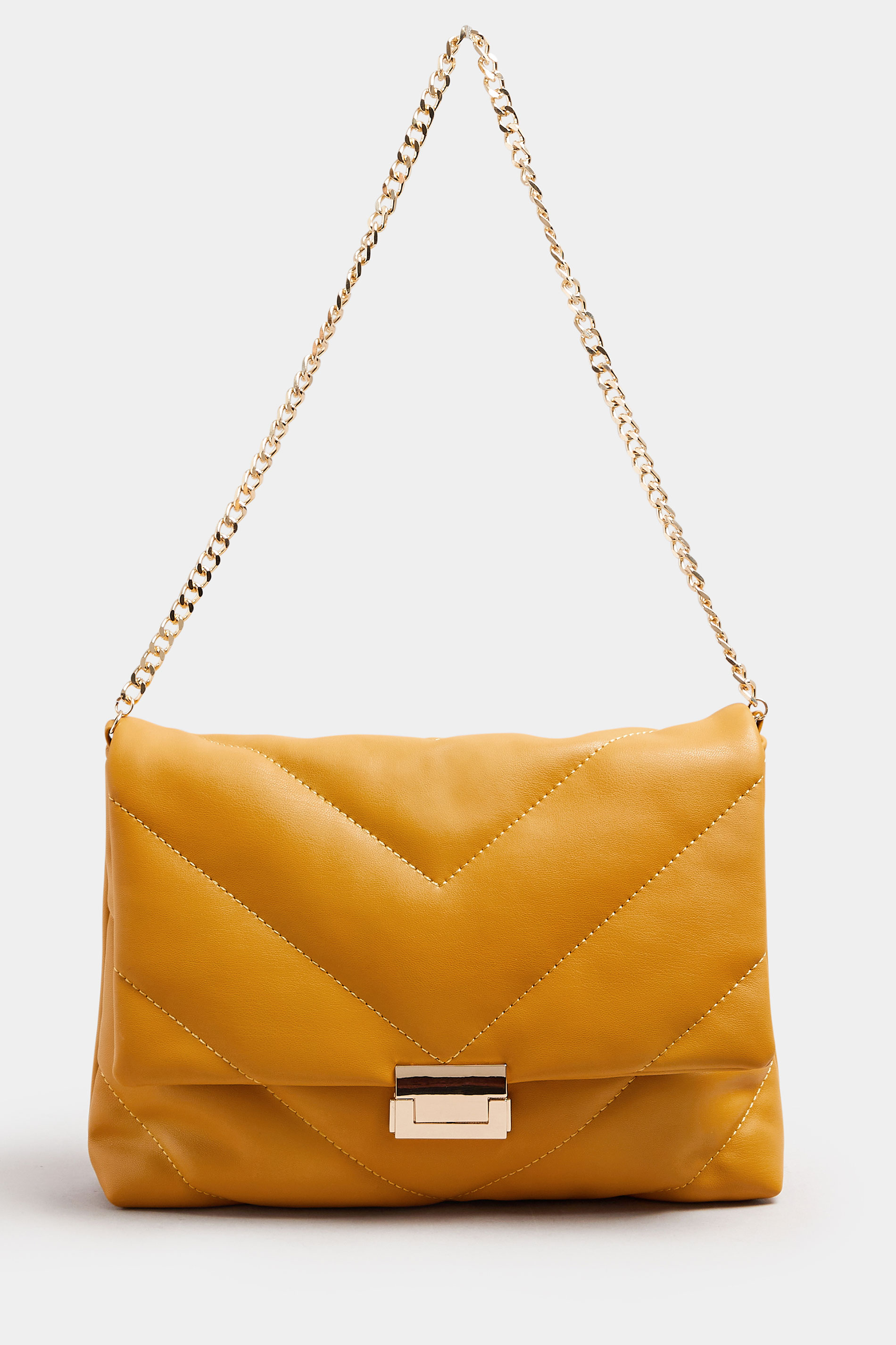 Camel Brown Faux Leather Quilted Shoulder Bag | Yours Clothing 4