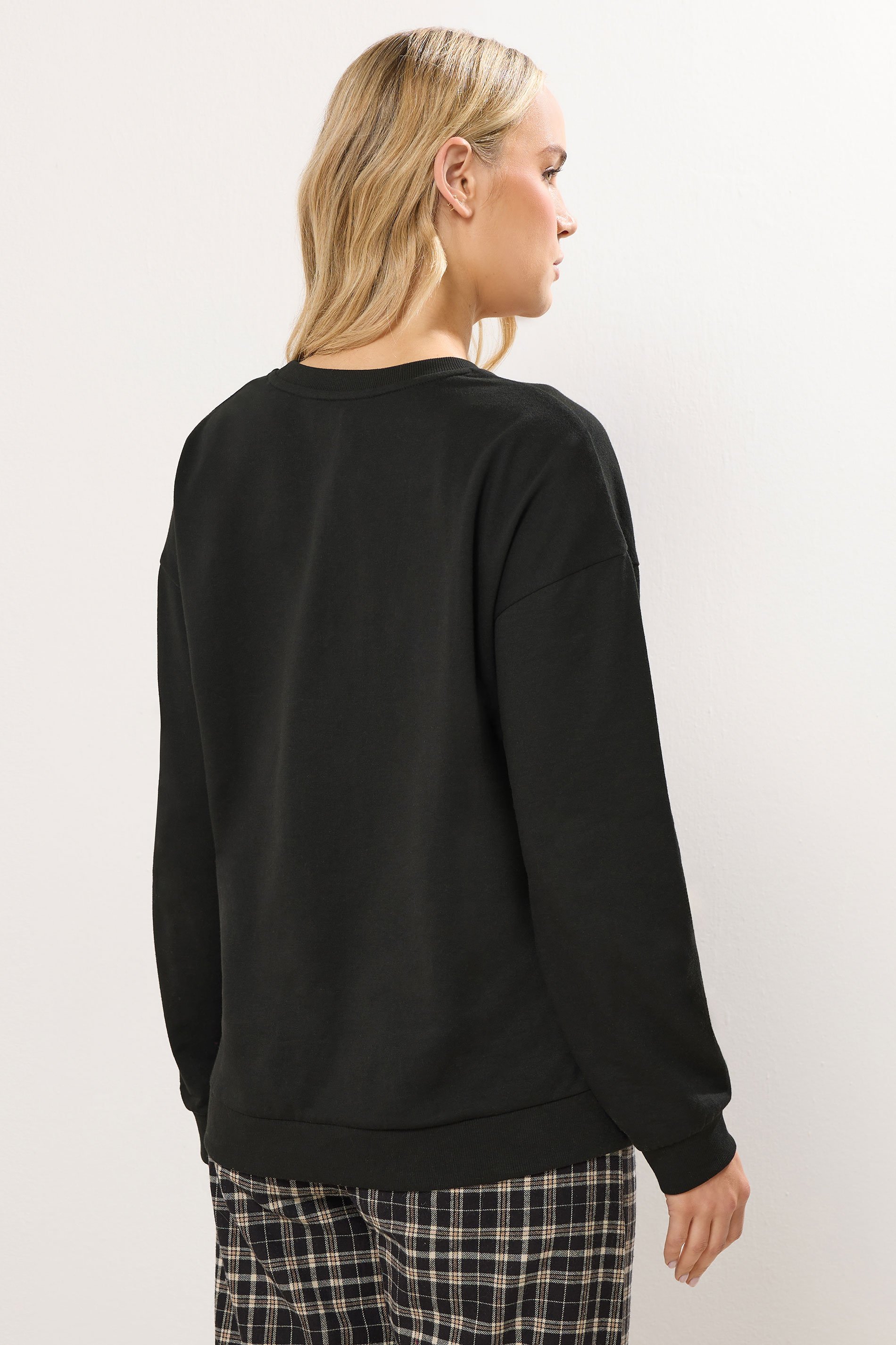 LTS Tall Black 'Weekend Brunch Club' Slogan Lounge Top | Long Tall Sally 3