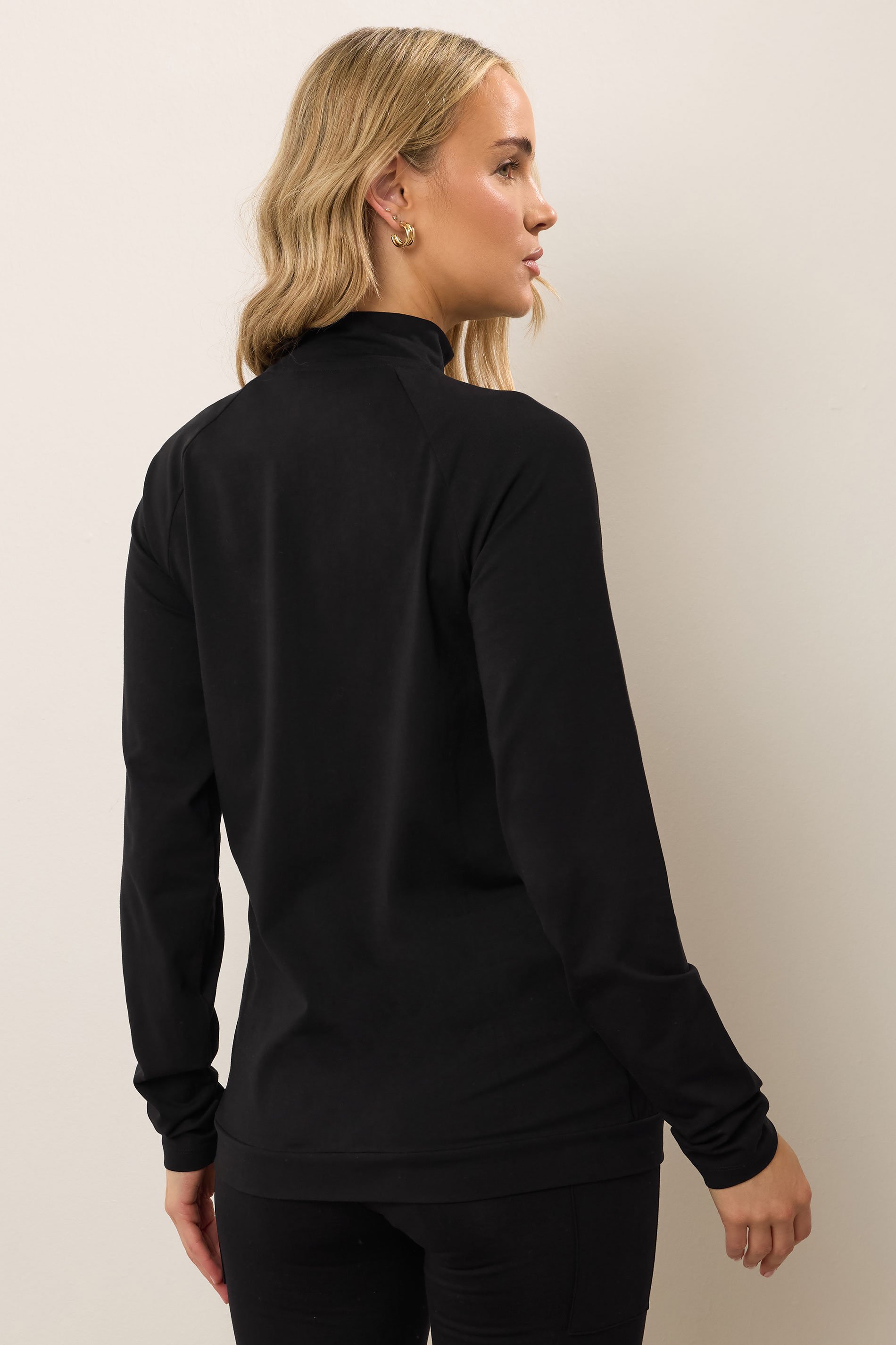 LTS Tall Black Cotton Zip Through Top | Long Tall Sally 3