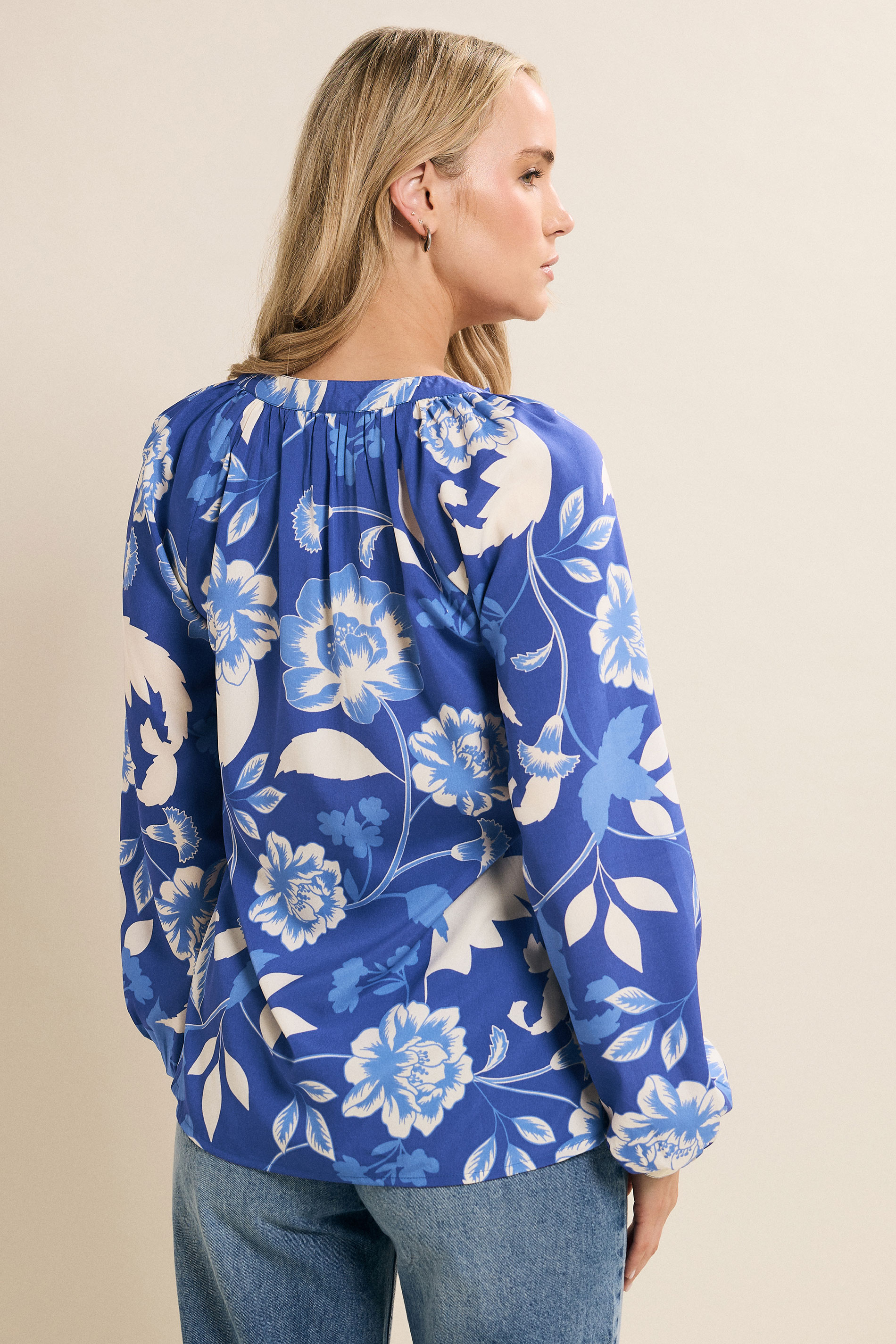 LTS Tall Blue Floral Button Blouse | Long Tall Sally 4