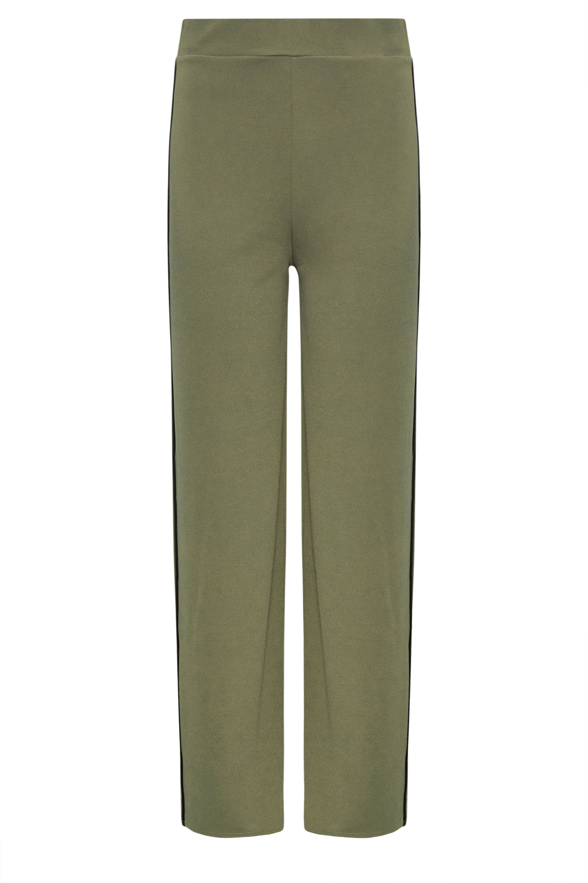 LTS Tall Womens Khaki Green & Black Side Stripe Wide Leg Trousers | Long Tall Sally 5