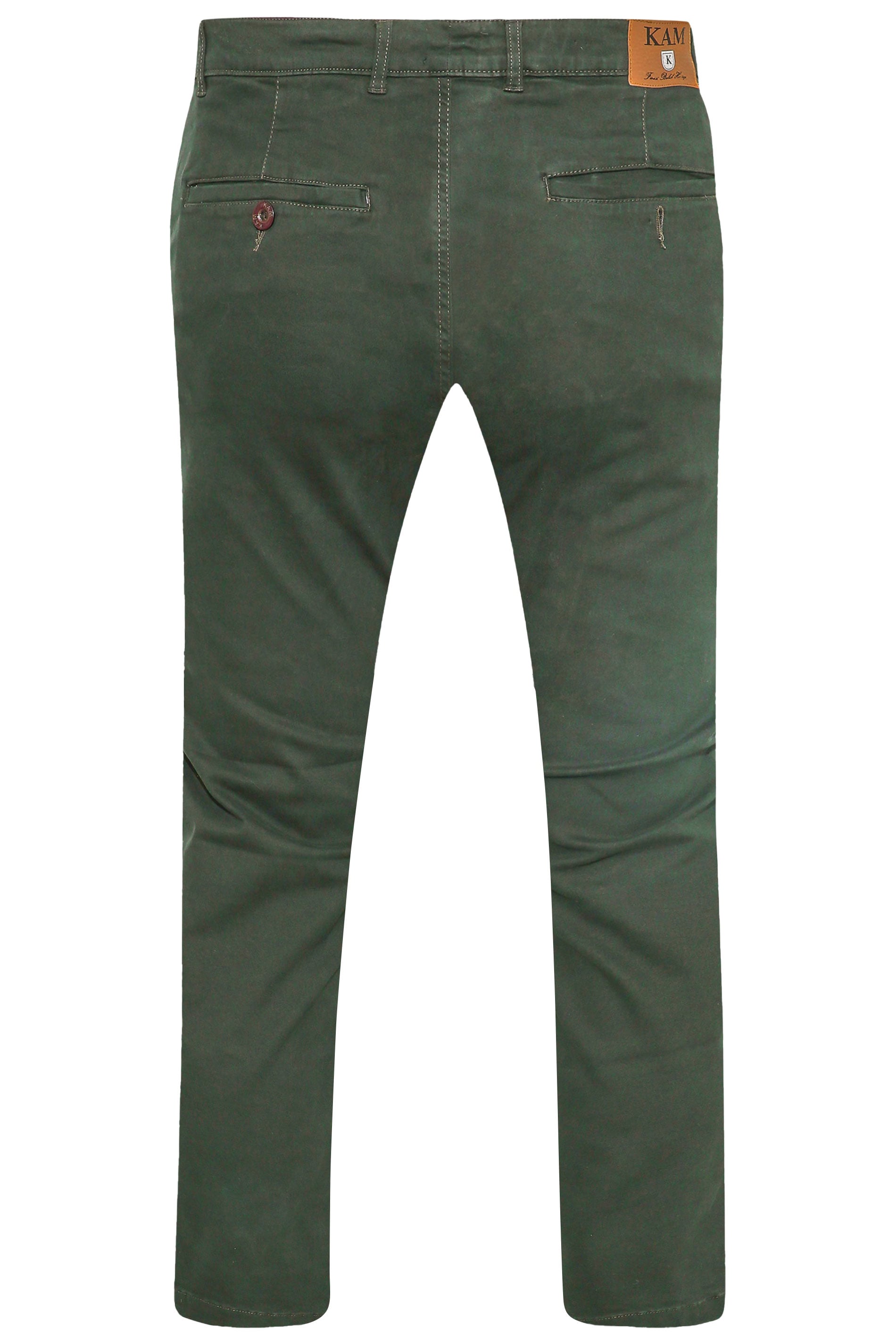 KAM Dark Khaki Green Chino Trousers | BadRhino 5