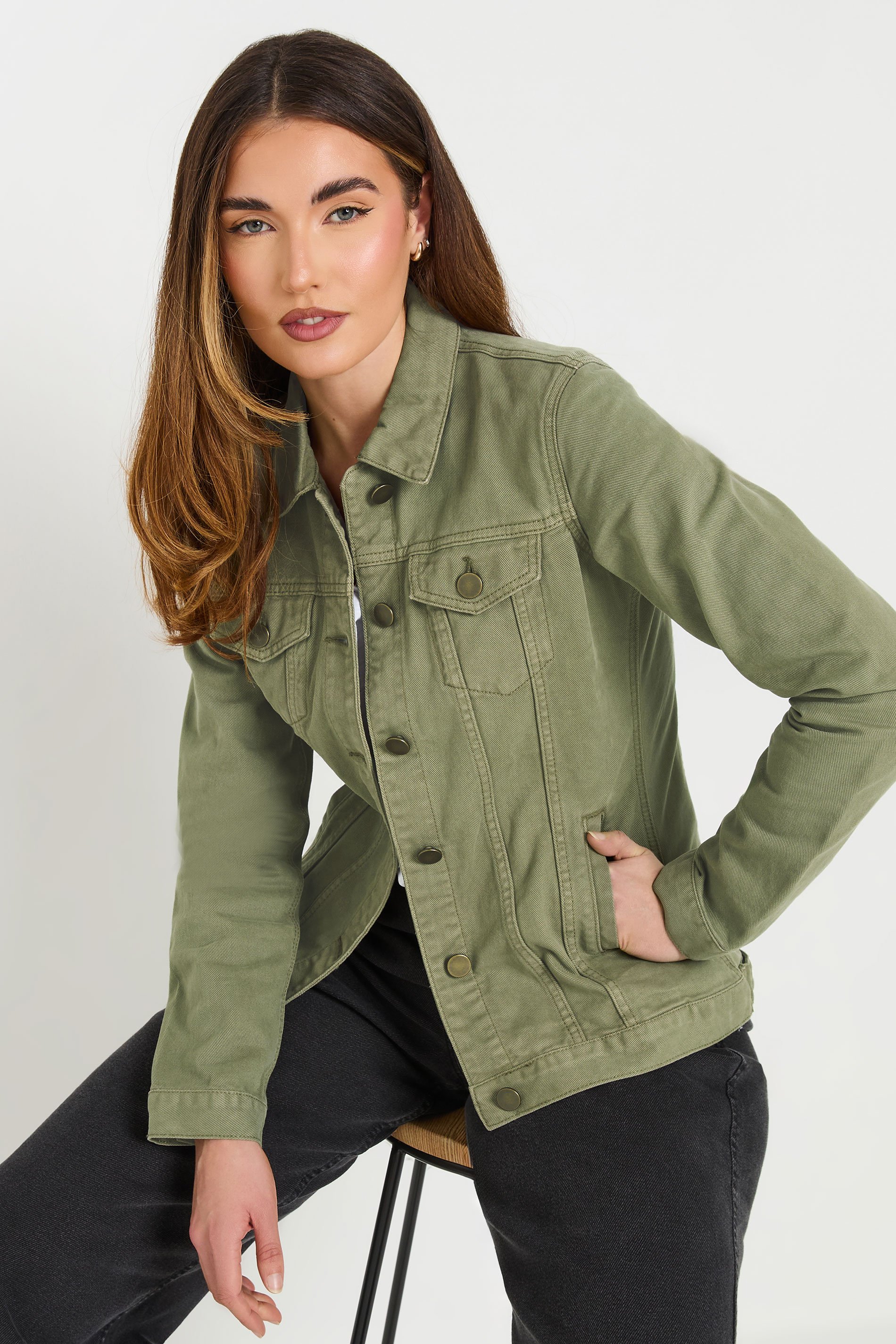 LTS Tall Khaki Green Denim Jacket | Long Tall Sally 2
