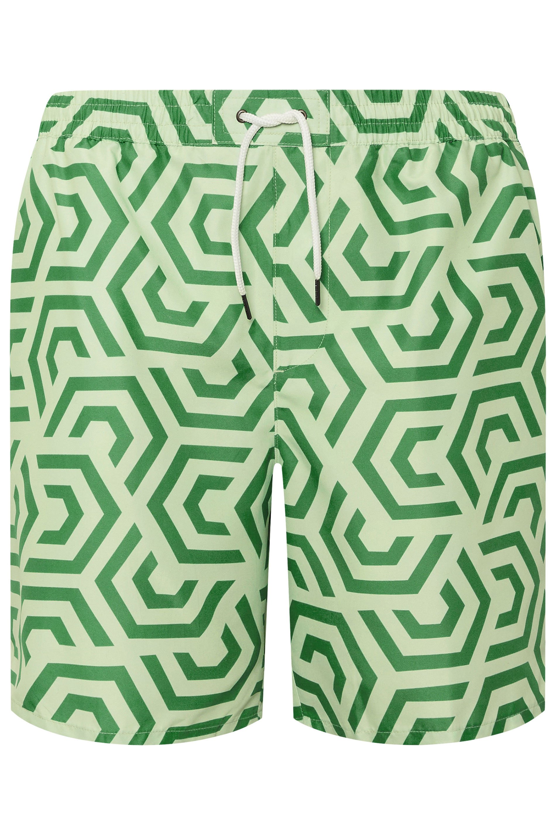 BadRhino Big & Tall Green Geometric Swim Shorts | BadRhino 7