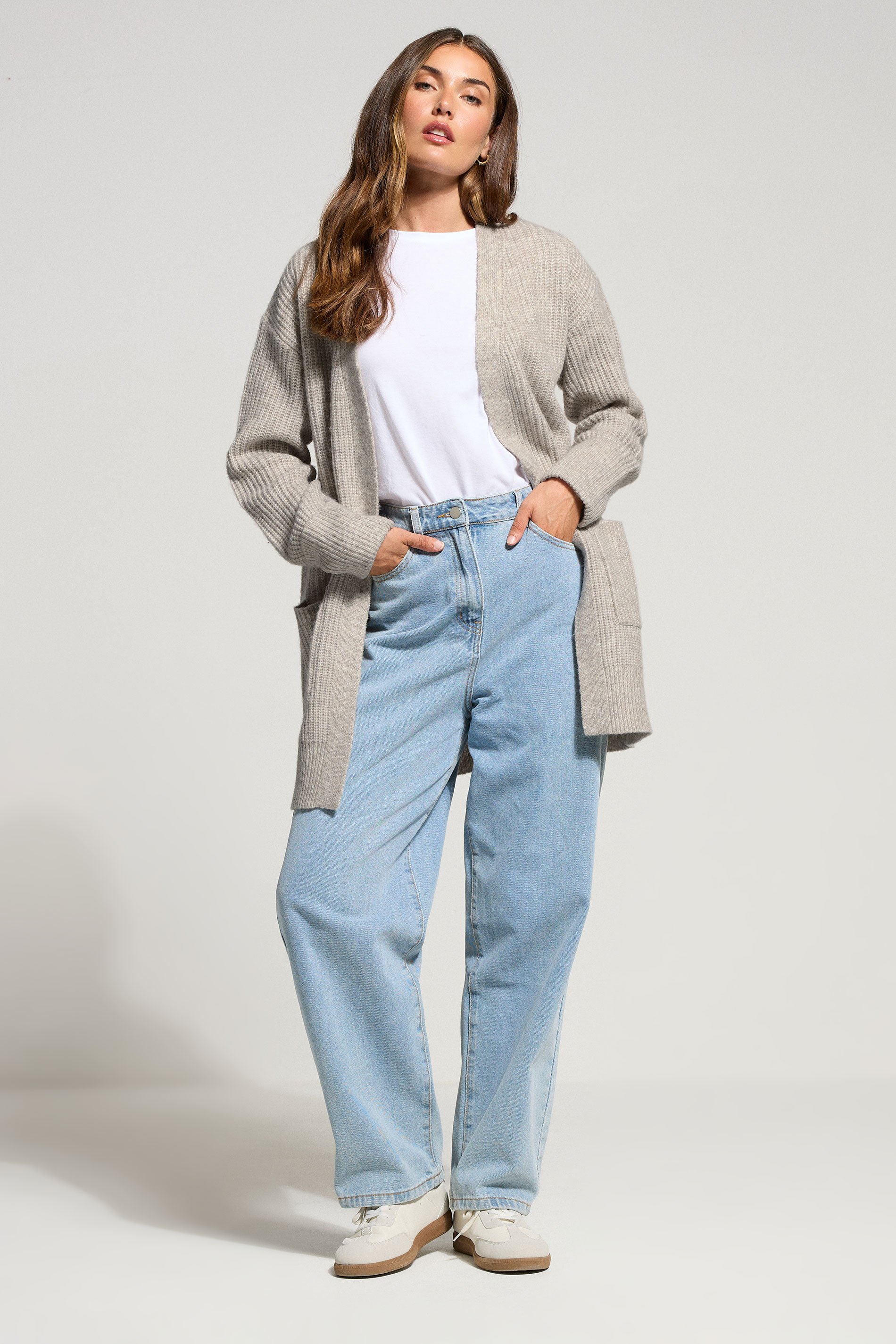 LTS Tall Light Grey Knitted Midi Cardigan | Long Tall Sally 2