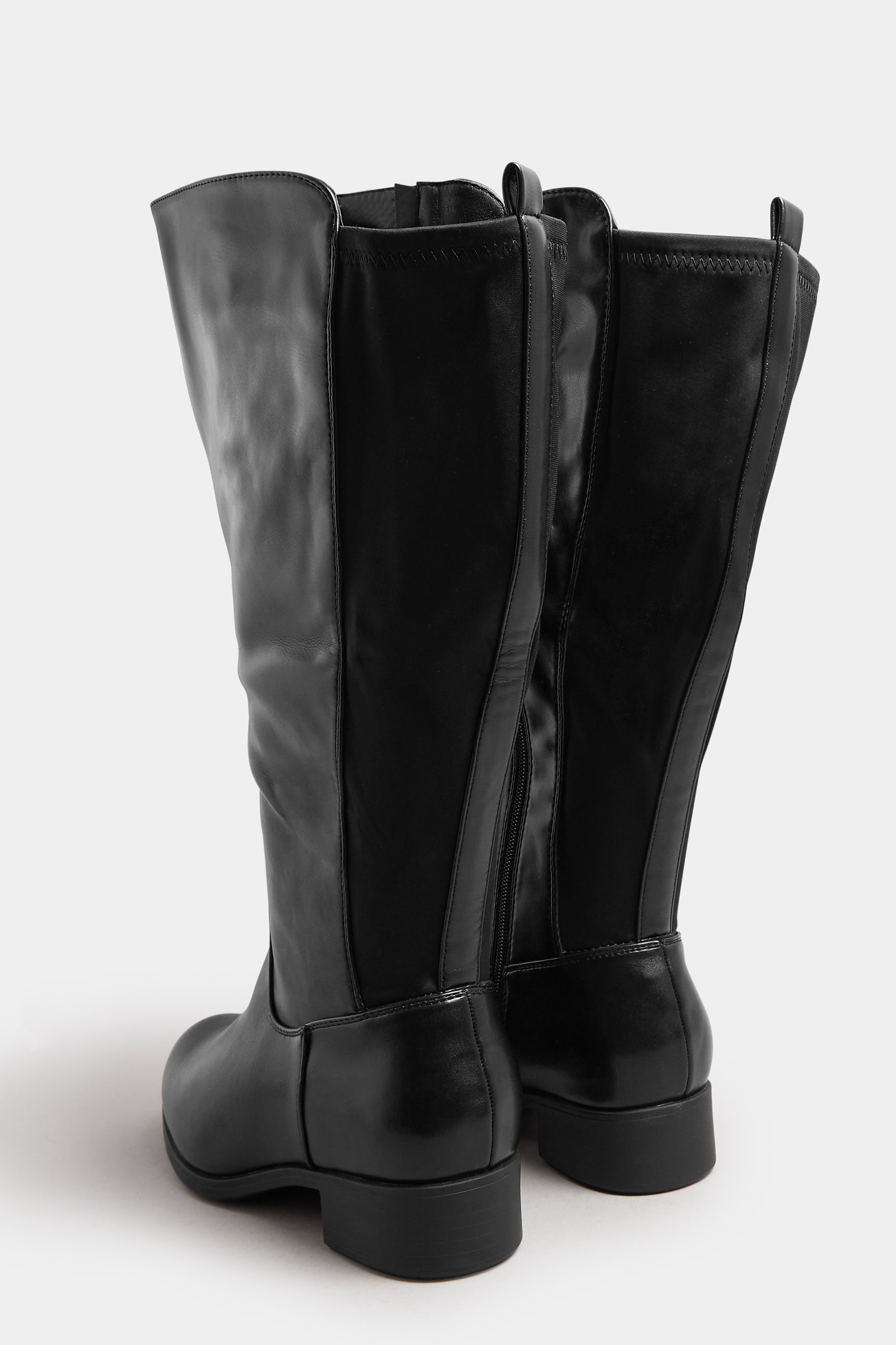 Black Faux Leather Wide Calf Knee High Boots In Extra Wide EEE Fit | Yours Clothing 4