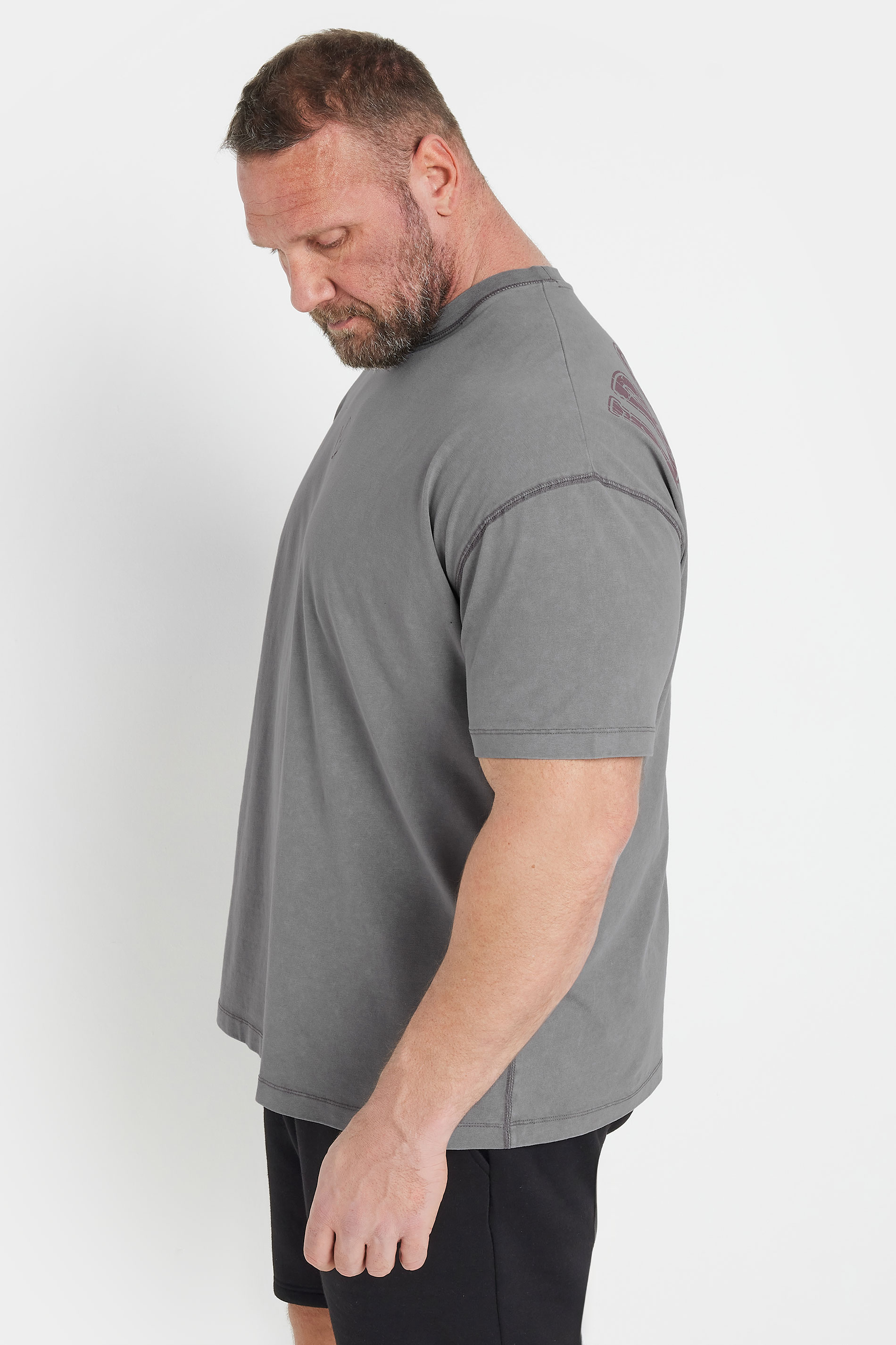 IronRhino Big & Tall Grey Acid Wash 'Barbell Club' T-Shirt | BadRhino 5