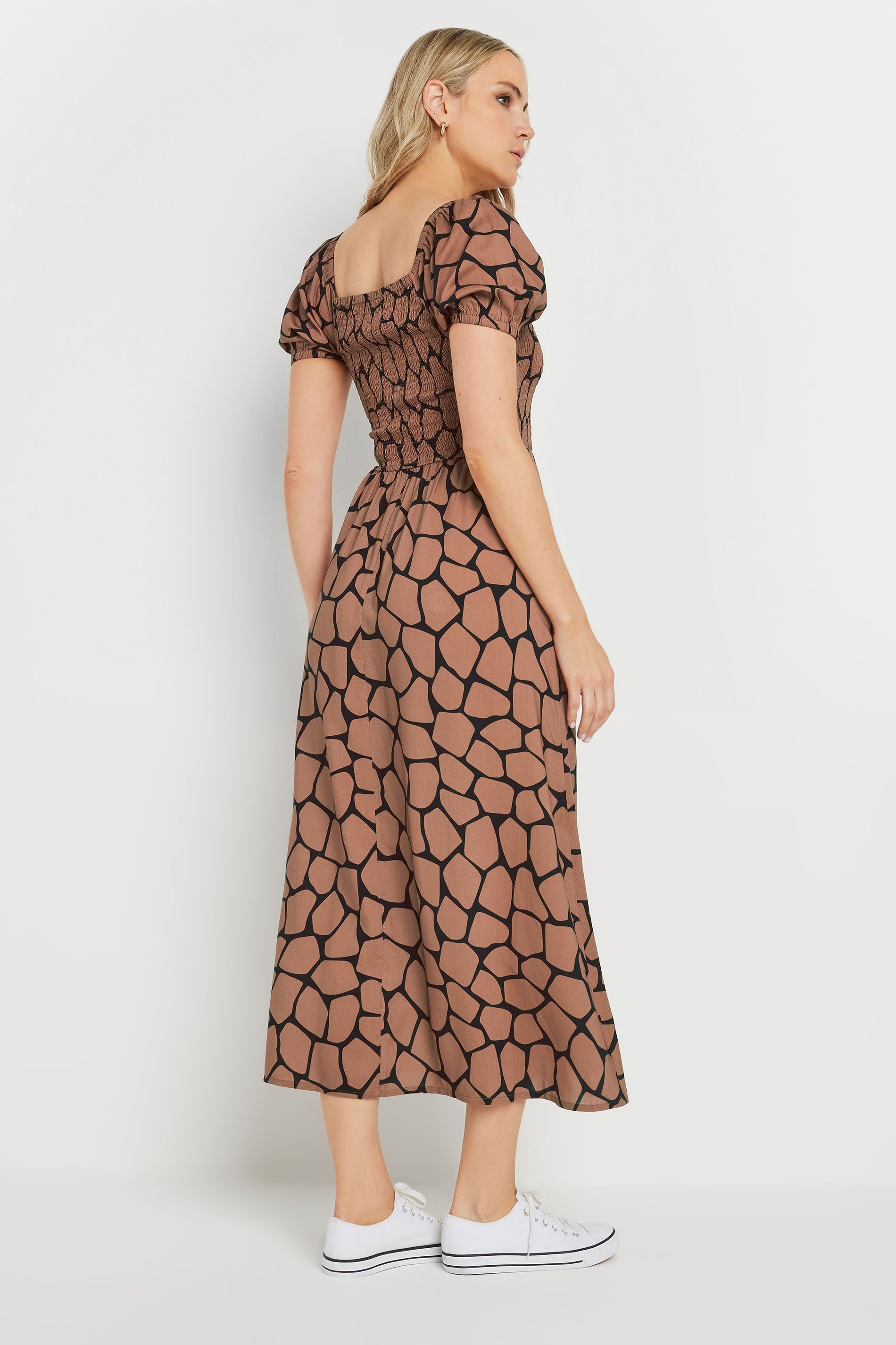 LTS Tall Rust Orange Giraffe Shirred Midi Dress | Long Tall Sally 4