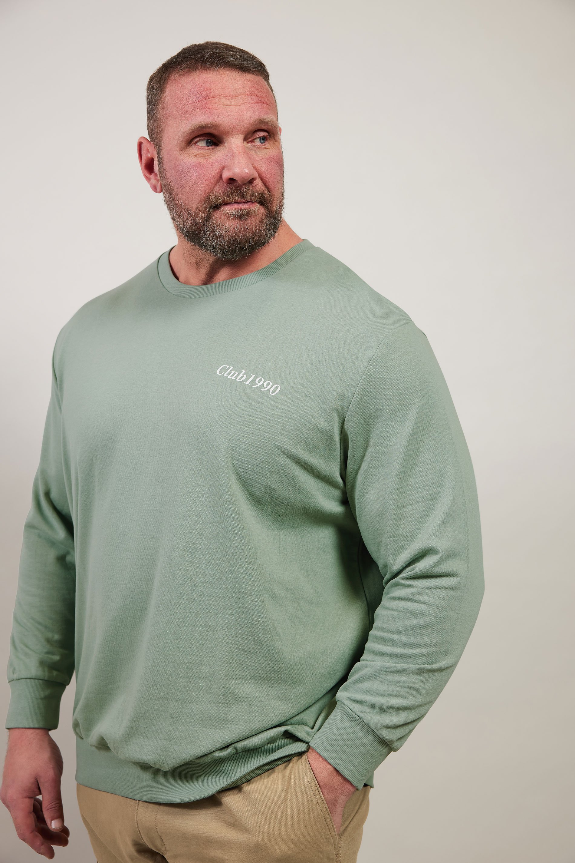 JACK & JONES Big & Tall Light Green Graphic Print Sweatshirt | BadRhino  1