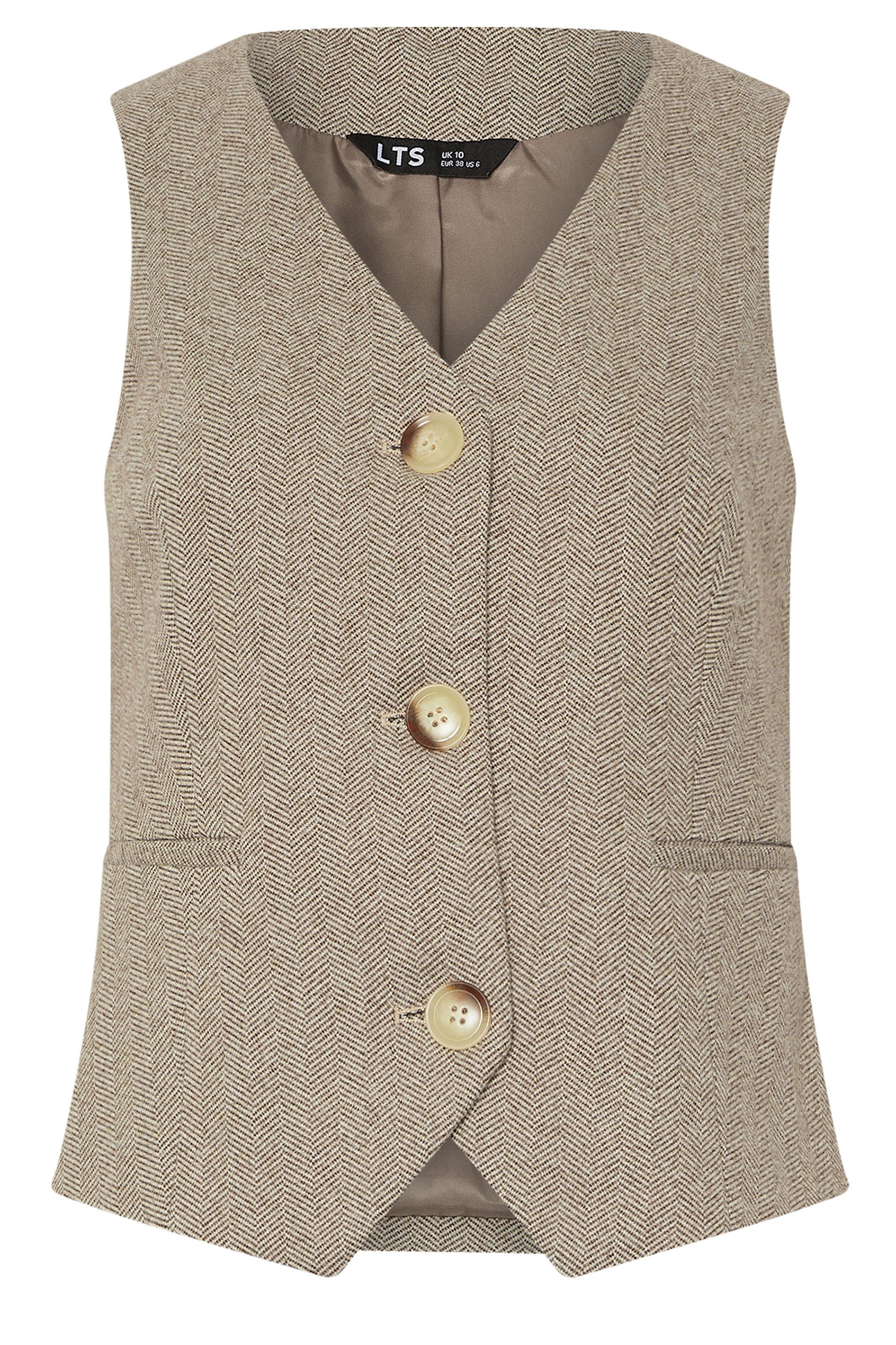 LTS PREMIUM Tall Brown Herringbone Waistcoat | Long Tall Sally 6