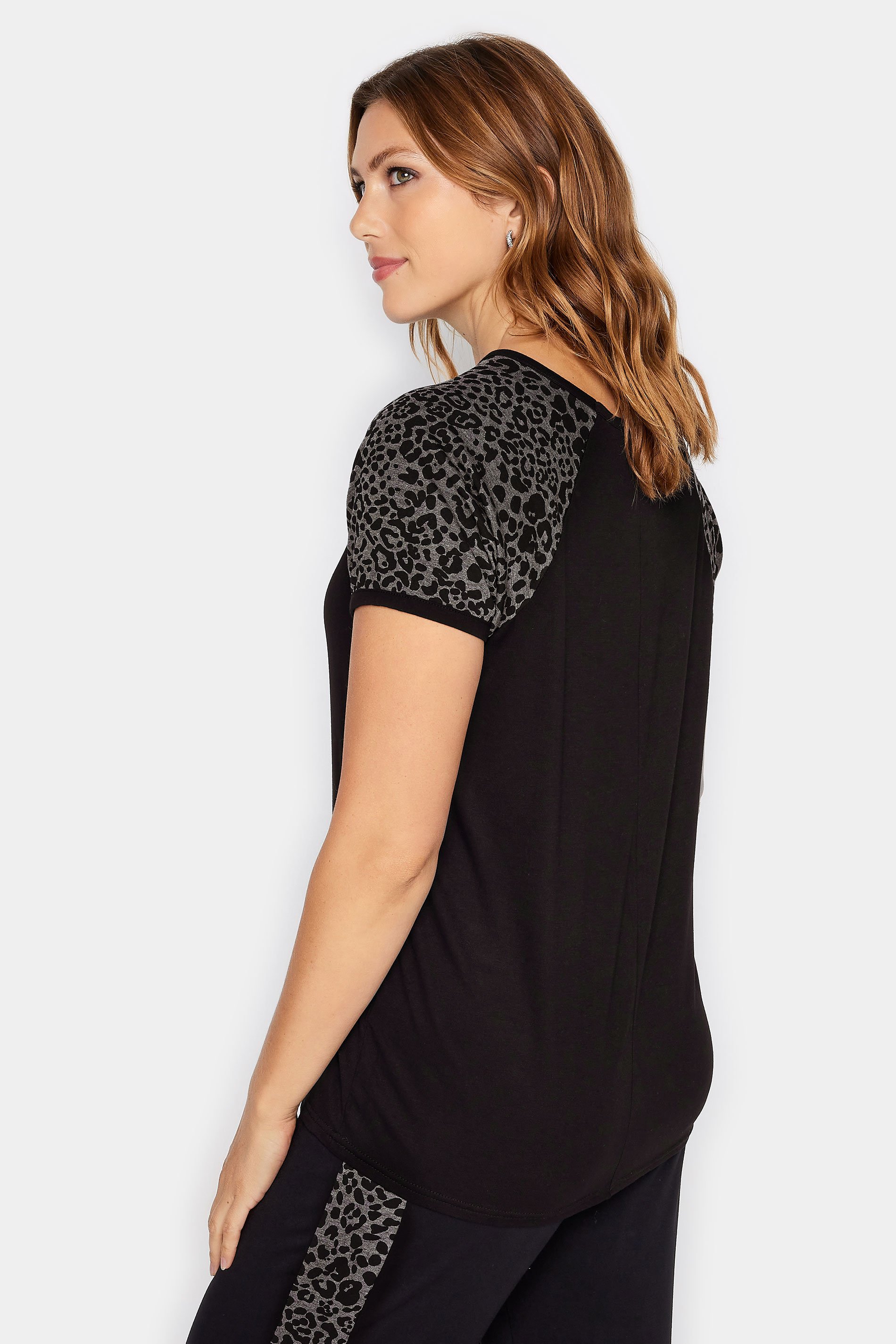 LTS Tall Women's Black Animal Print Raglan T-Shirt | Long Tall Sally 4