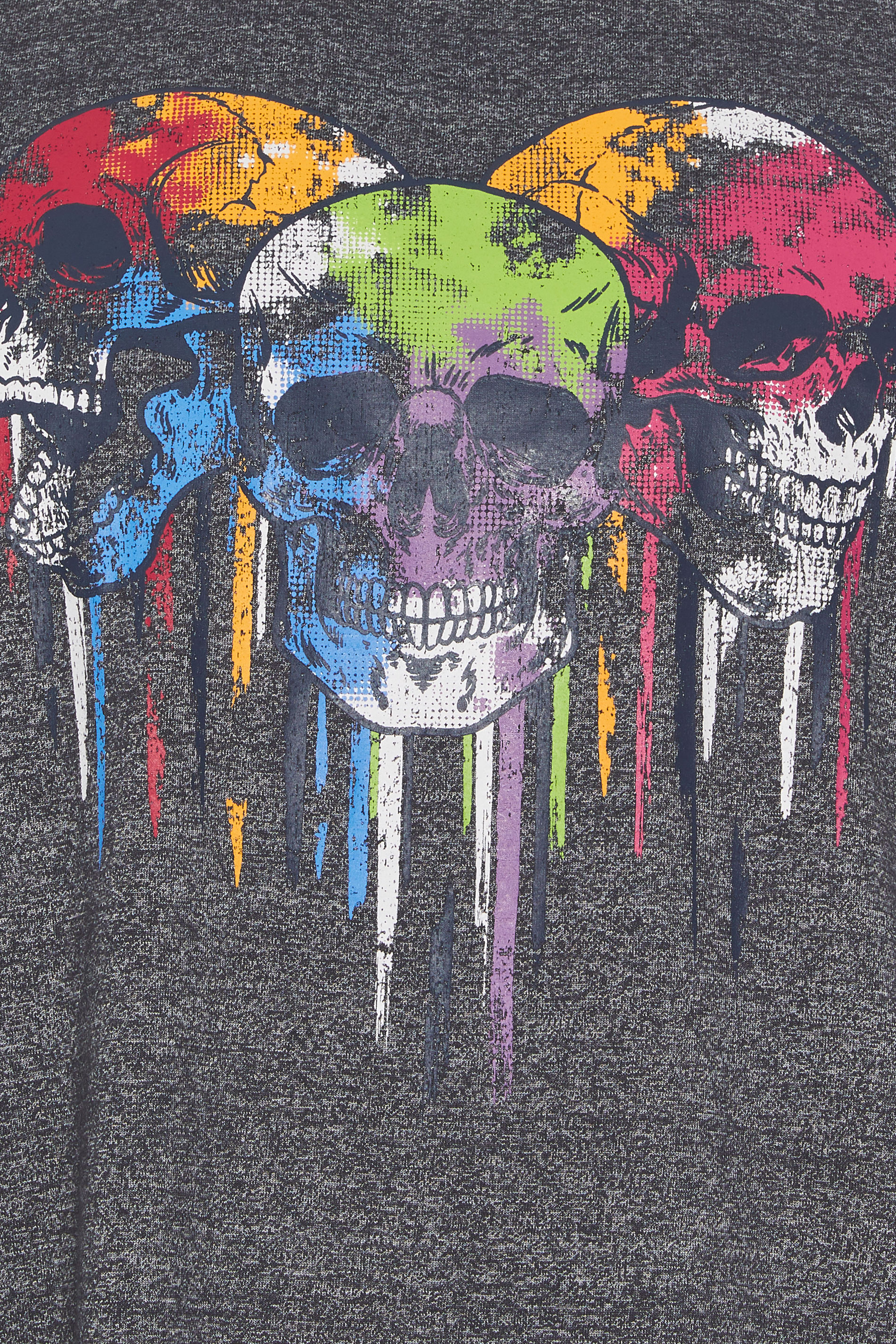 D555 Big & Tall Burgundy Grey Skull Drip Graphic Print T-Shirt | BadRhino 3