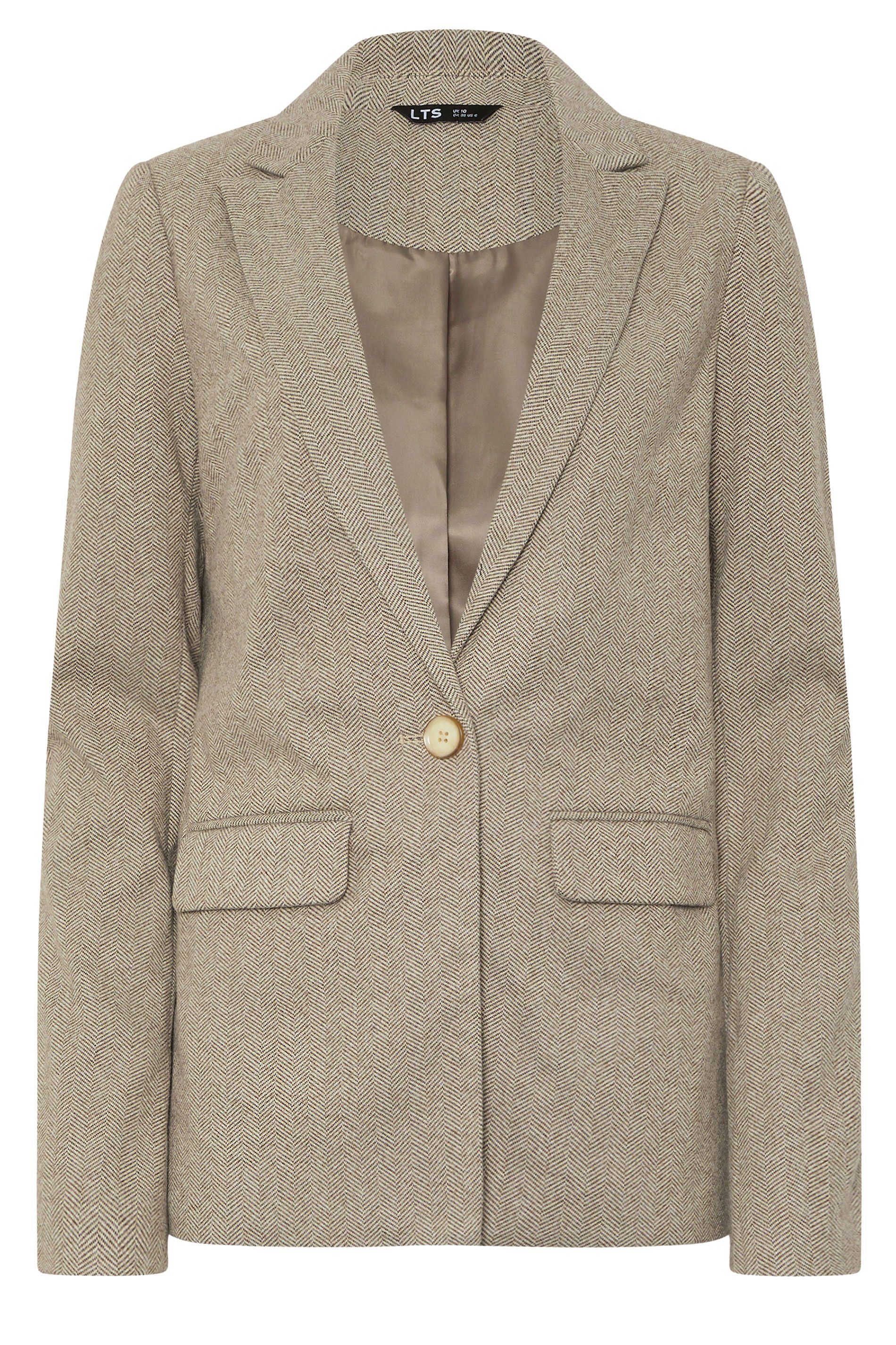 LTS PREMIUM Tall Brown Herringbone Blazer | Long Tall Sally 7