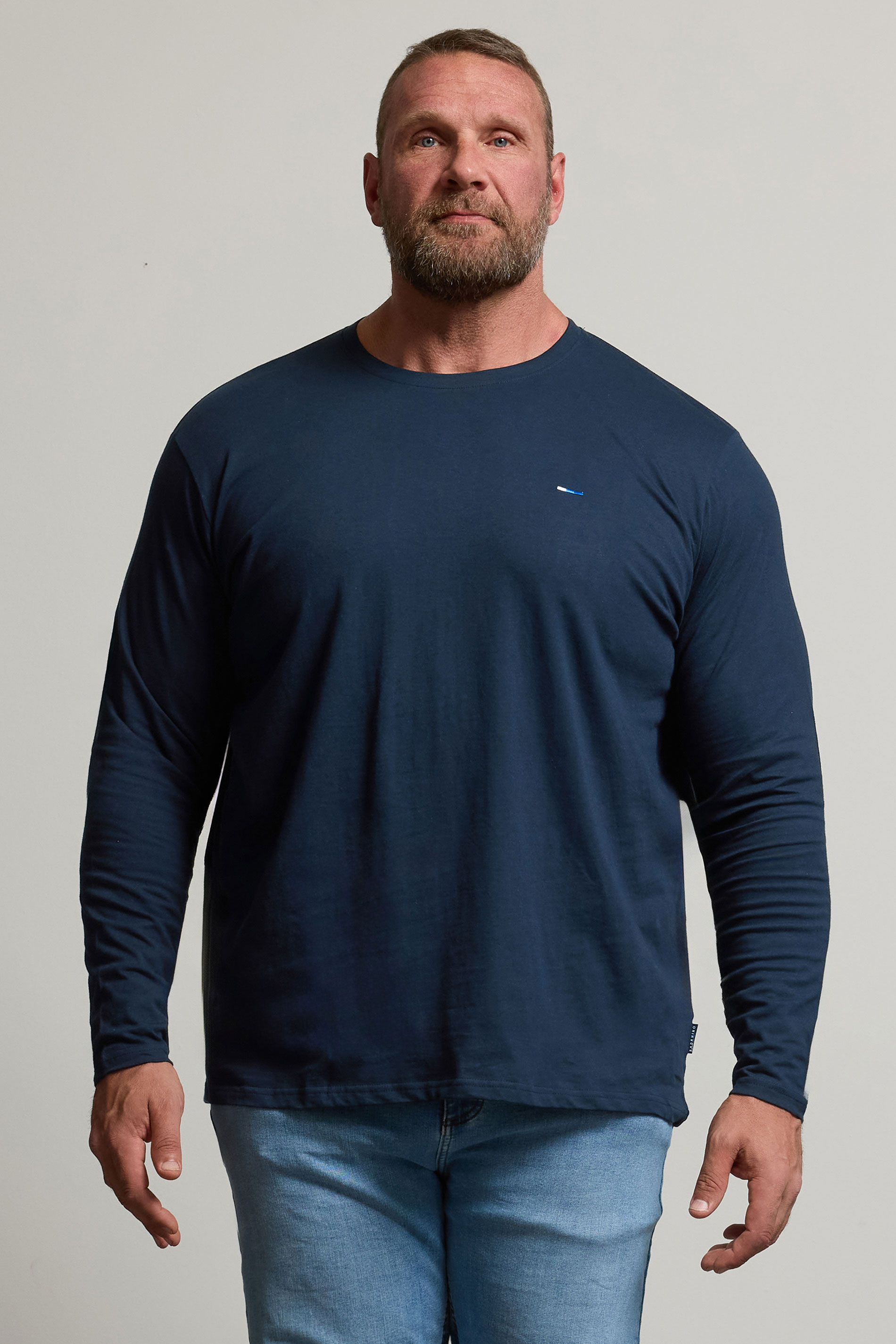 BadRhino Navy Blue Plain Long Sleeve T-Shirt | BadRhino 1