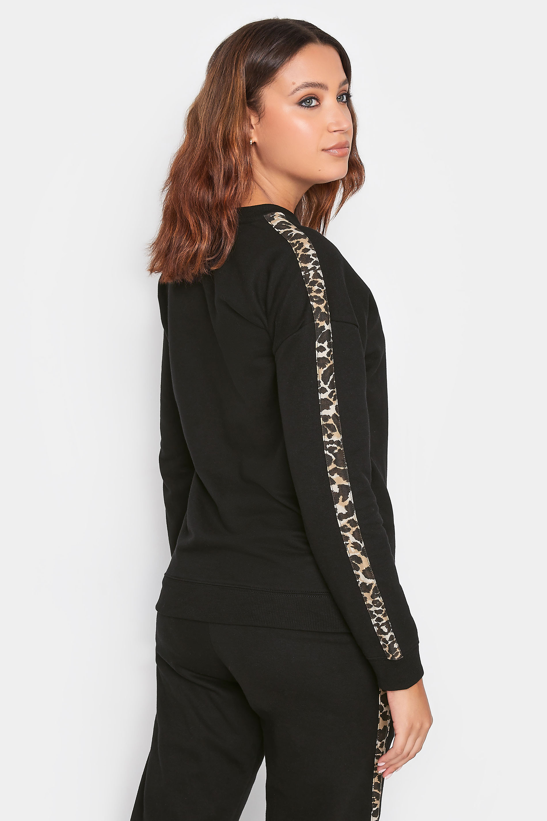 LTS Tall Black Animal Print Stripe Sweatshirt | Long Tall Sally 3