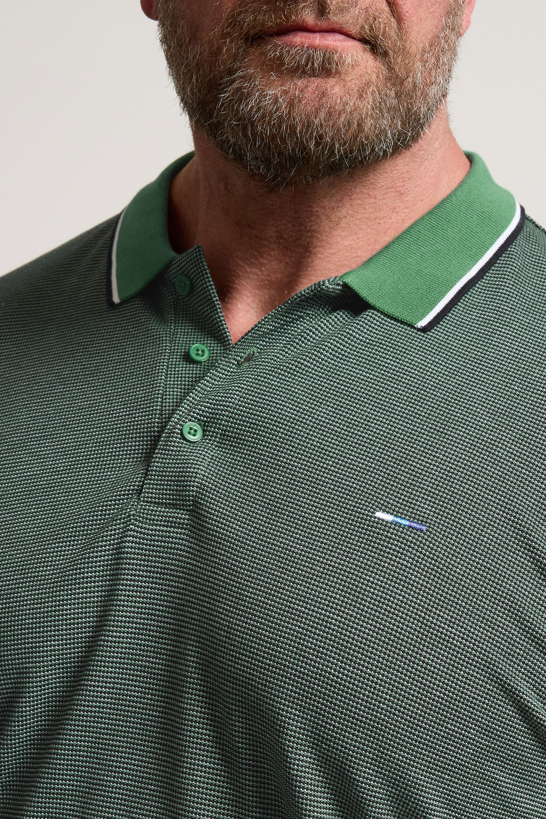 BadRhino Big & Tall Green Fine Stripe Tipped Polo Shirt | BadRhino 5