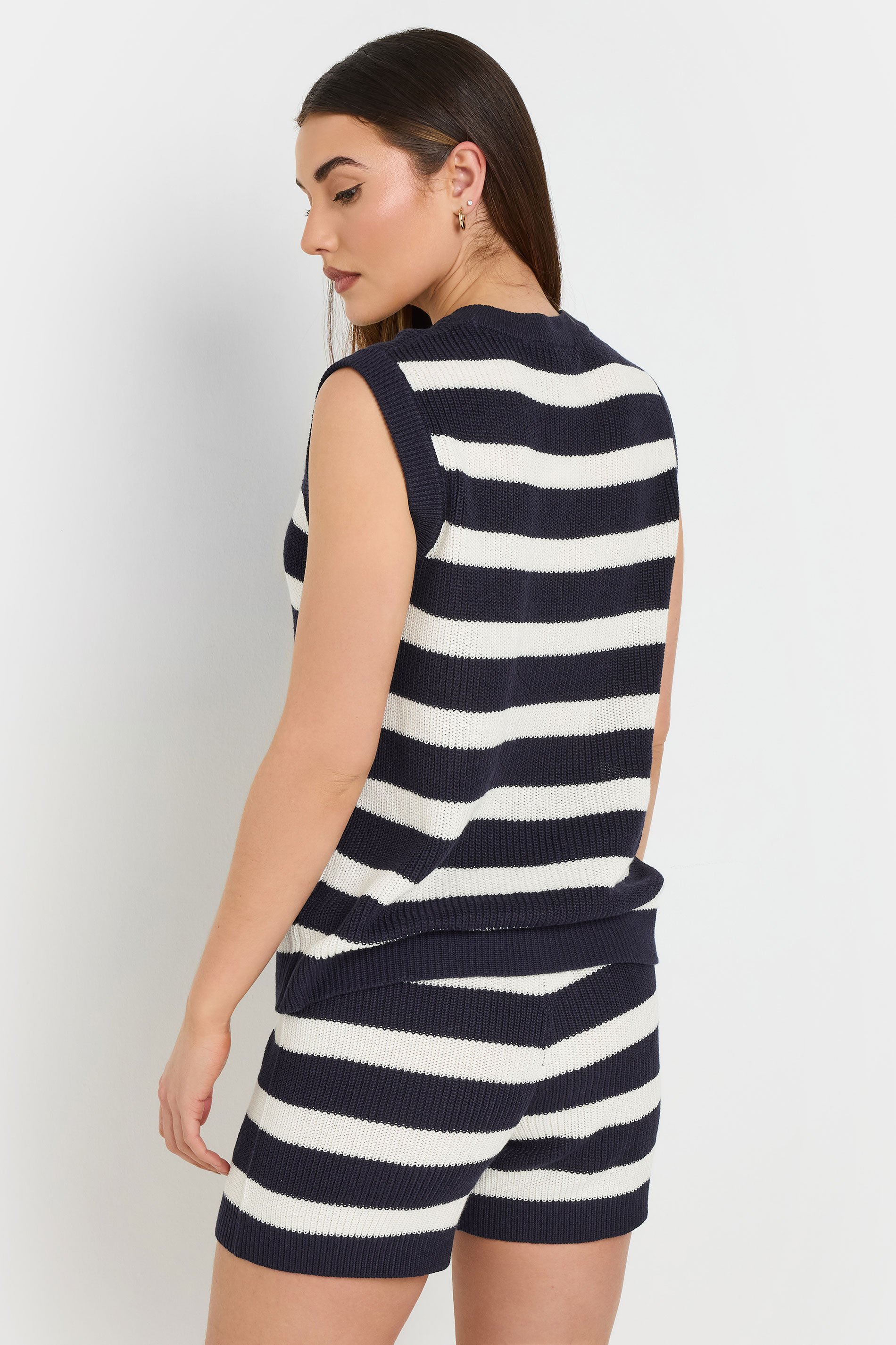 LTS Tall Navy Blue Knitted Stripe Sleeveless Jumper | Long Tall Sally 3