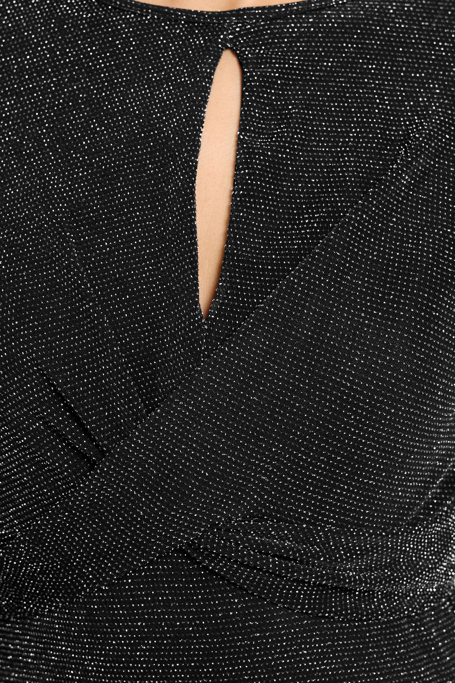 LTS Tall Black Glitter Sparkle Twist Maxi Dress | Long Tall Sally 4