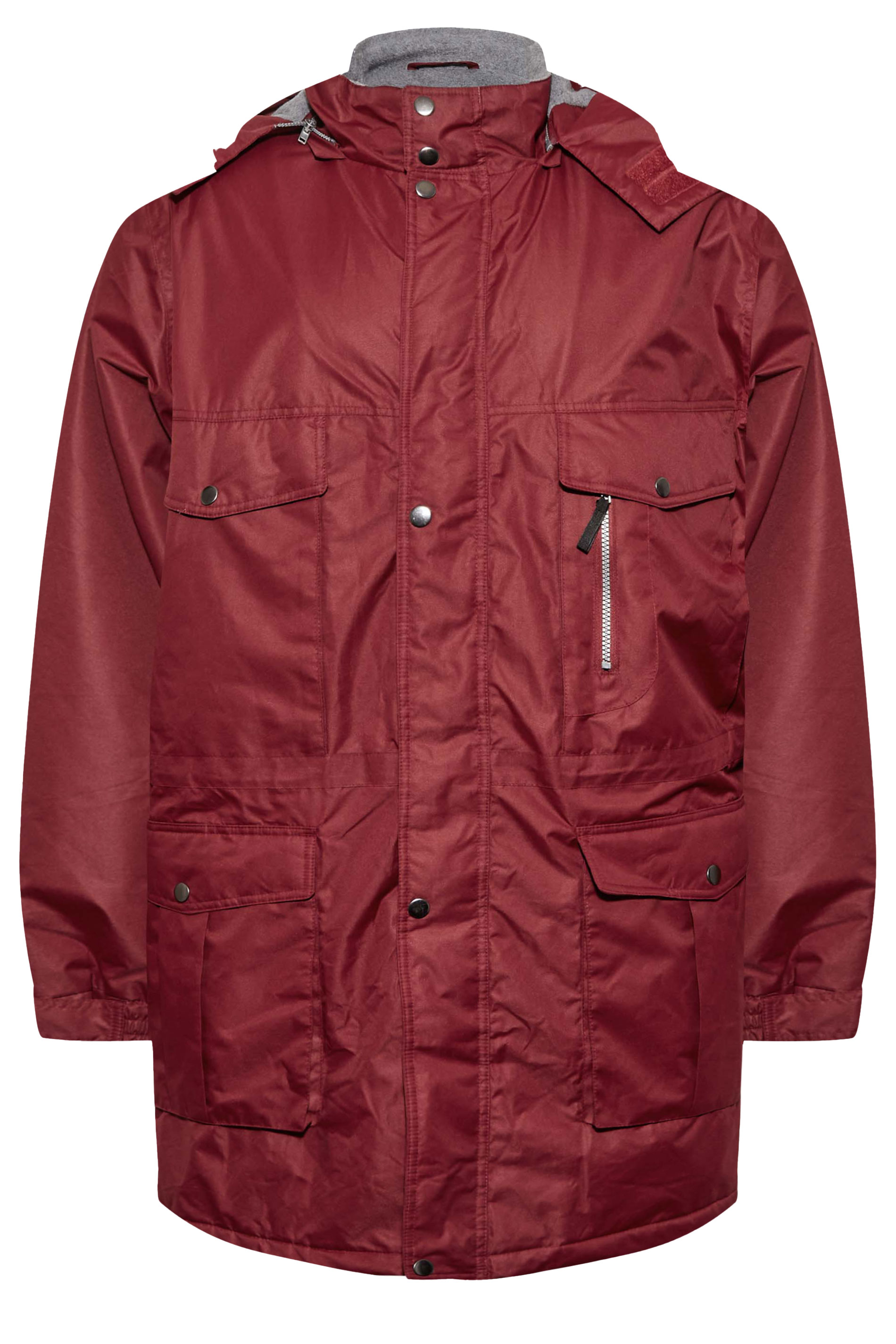 BadRhino Big & Tall Red Fleece Lined Hooded Coat | BadRhino 4