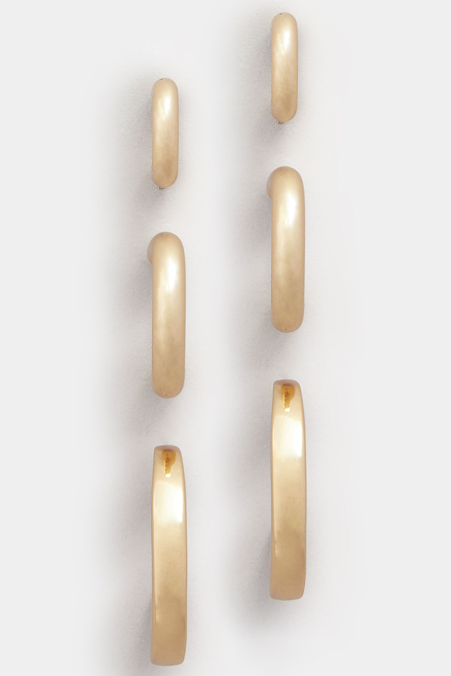 3 PACK Gold Tone Classic Hoop Set | Yours Clothing 3