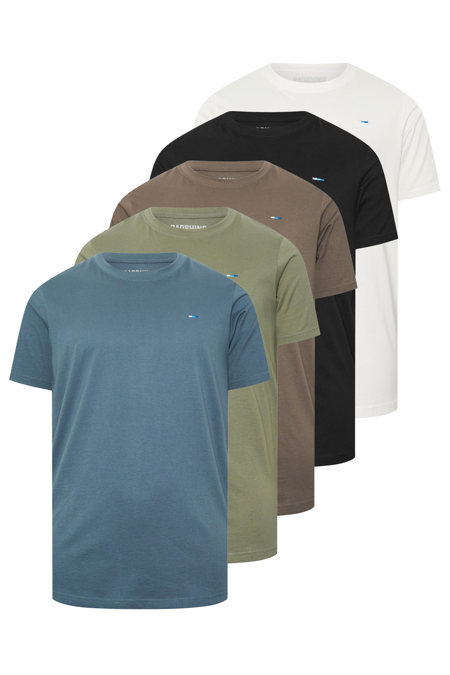 BadRhino Big & Tall 5 PACK Black/Green/Marshmellow White/Brown/Blue Extra Long T-Shirts | BadRhino 6