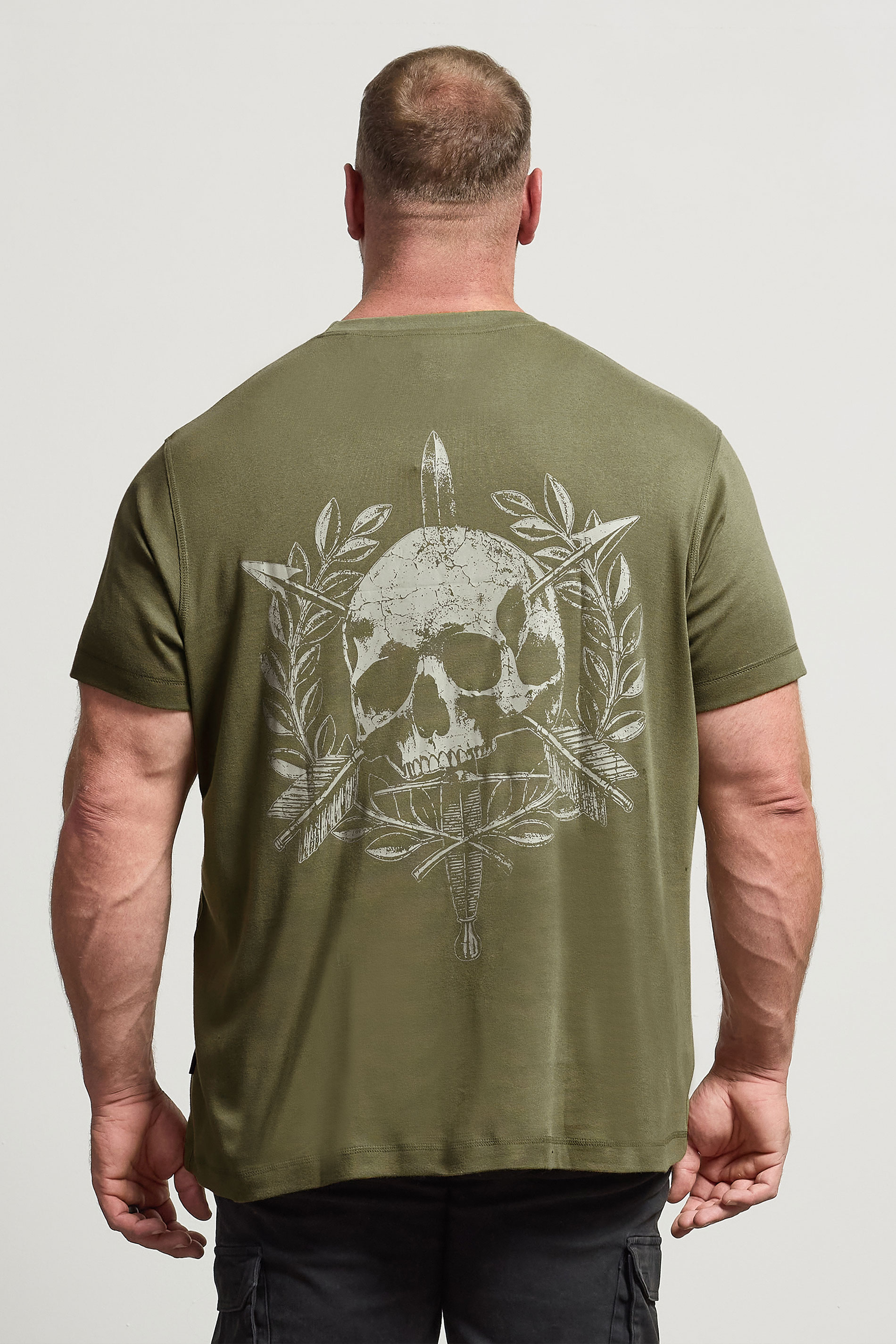 BadRhino Big & Tall Olive Green Skull Emblem Graphic T-Shirt | BadRhino 5
