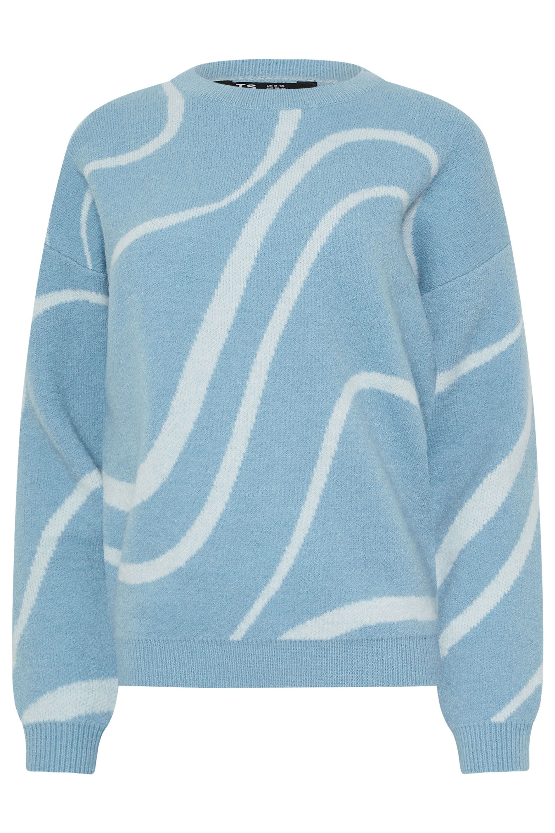 LTS Tall Light Blue Abstract Knitted Jumper | Long Tall Sally 5