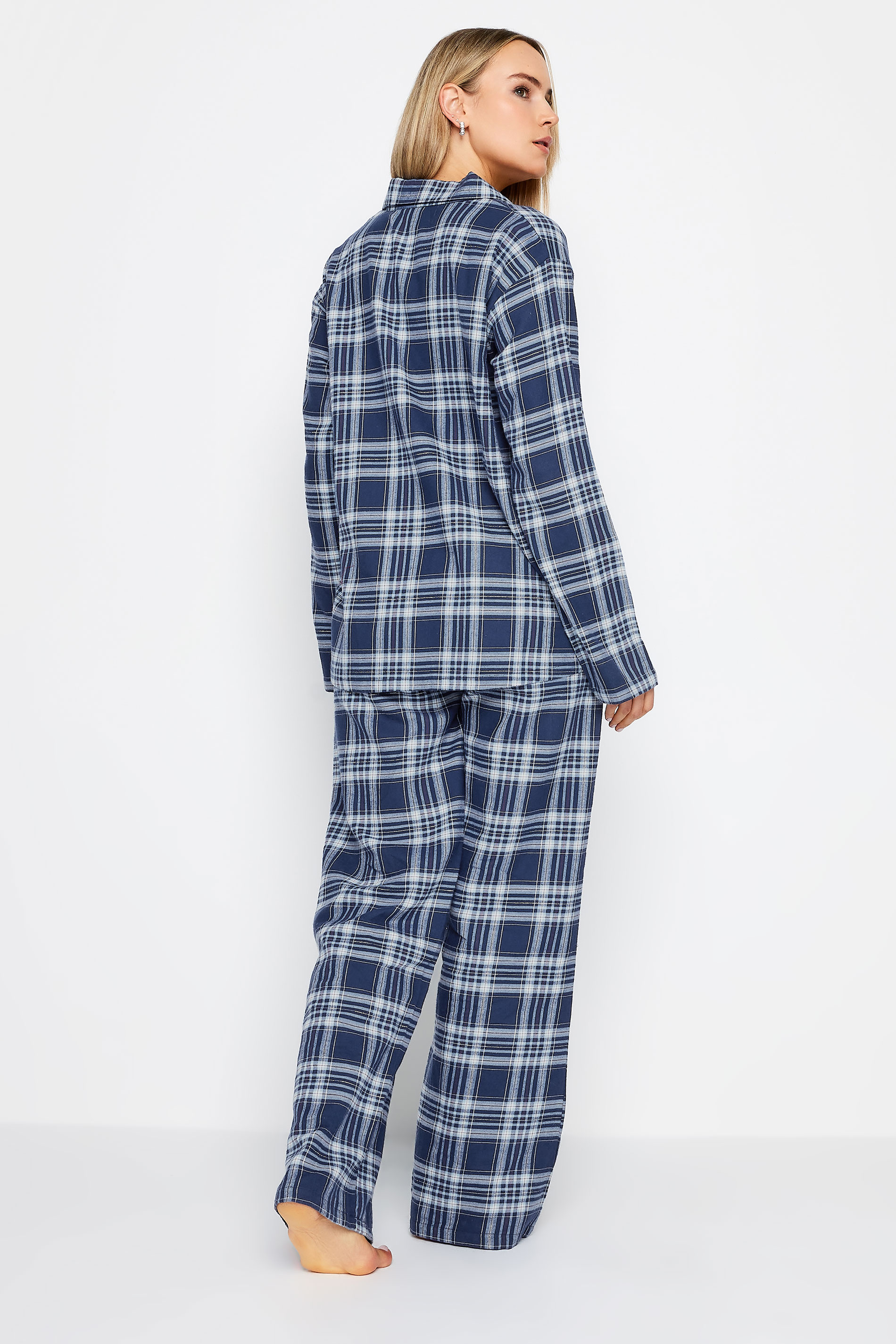 LTS Tall Women's Blue Woven Check Pyjama Set | Long Tall Sally 3