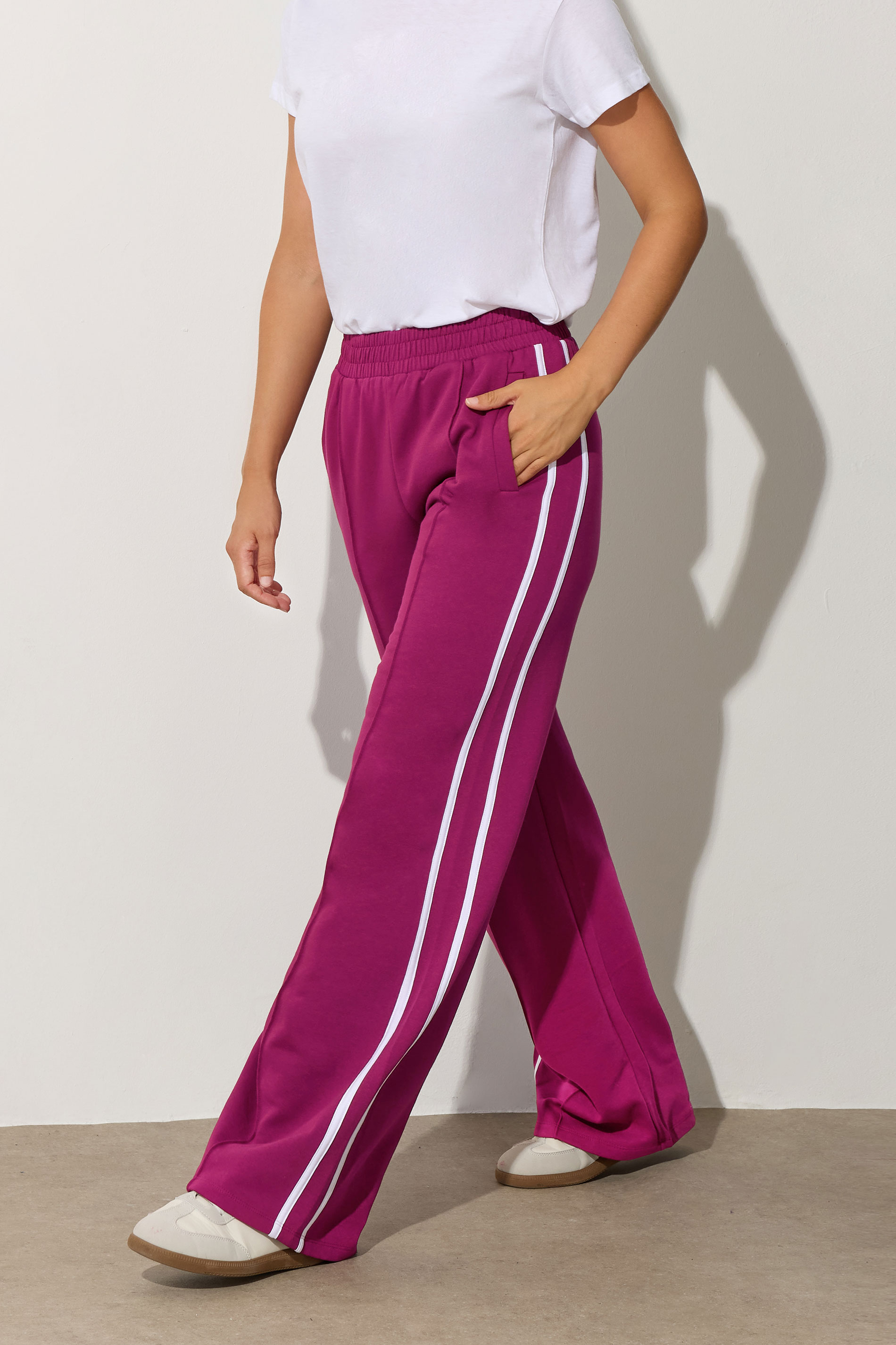 LTS Tall Red Contrast Stripe Wide Leg Trousers | Long Tall Sally 3