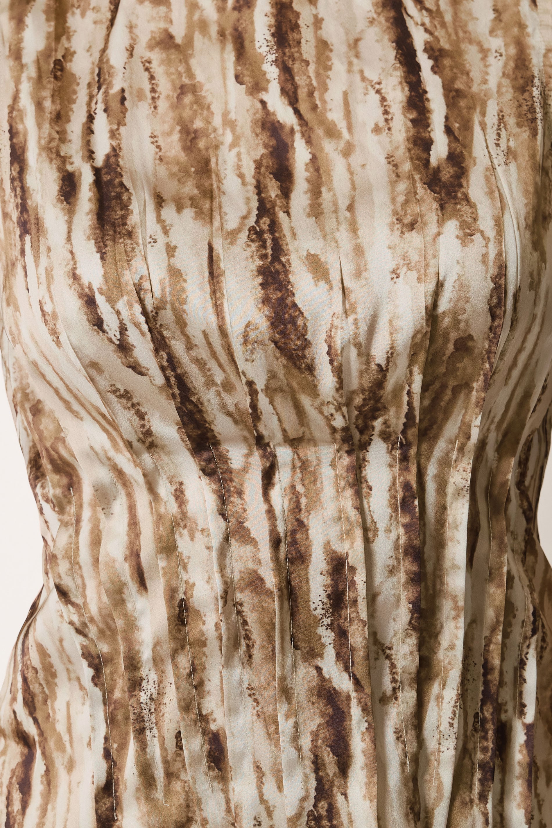 LTS Tall Chocolate Brown Abstract Print Satin Pleated Vest Top | Long Tall Sally  4