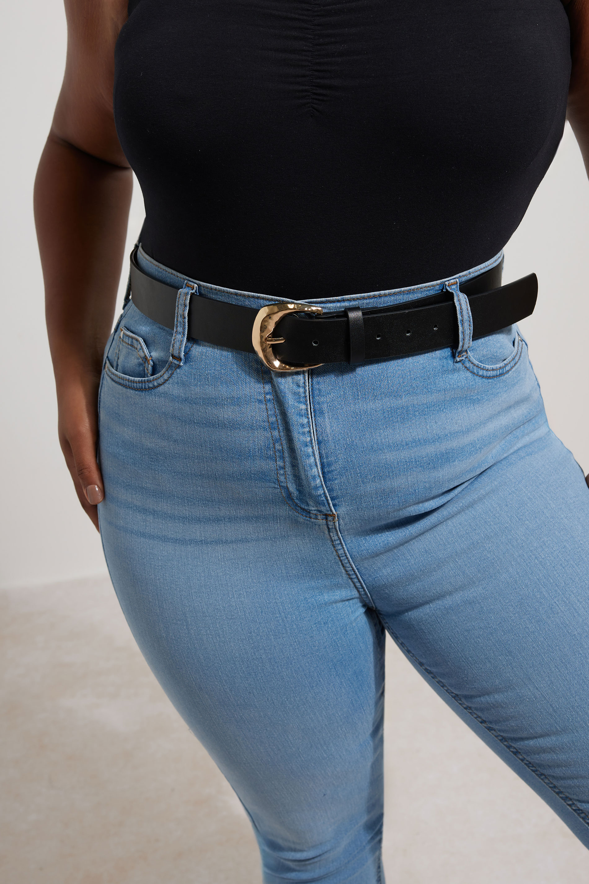 Black Textured Buckle Belt | Yours Clothing 1