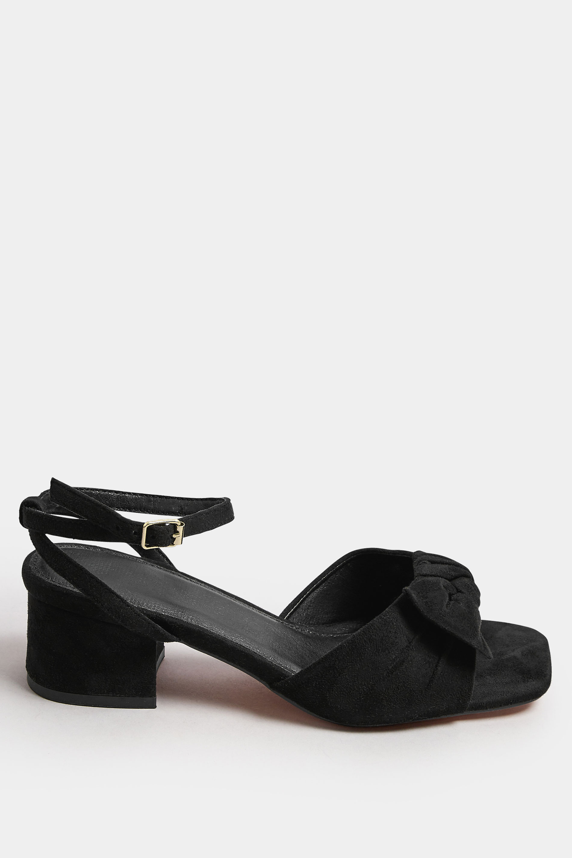 Black Faux Suede Bow Front Block Heels In Wide E Fit & Extra Wide EEE Fit | Yours Clothing 3