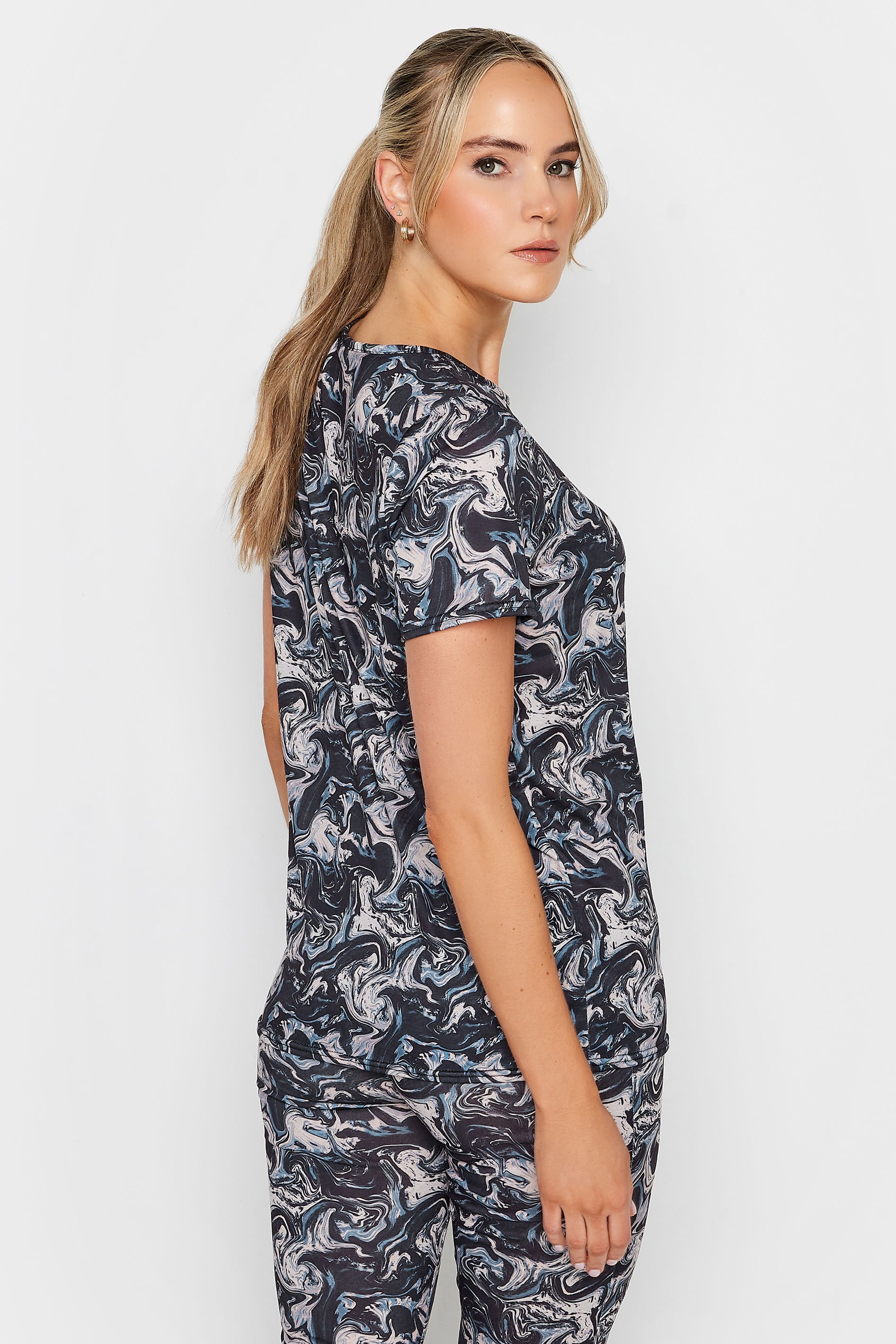 LTS Tall Black Marble Print T-Shirt 4