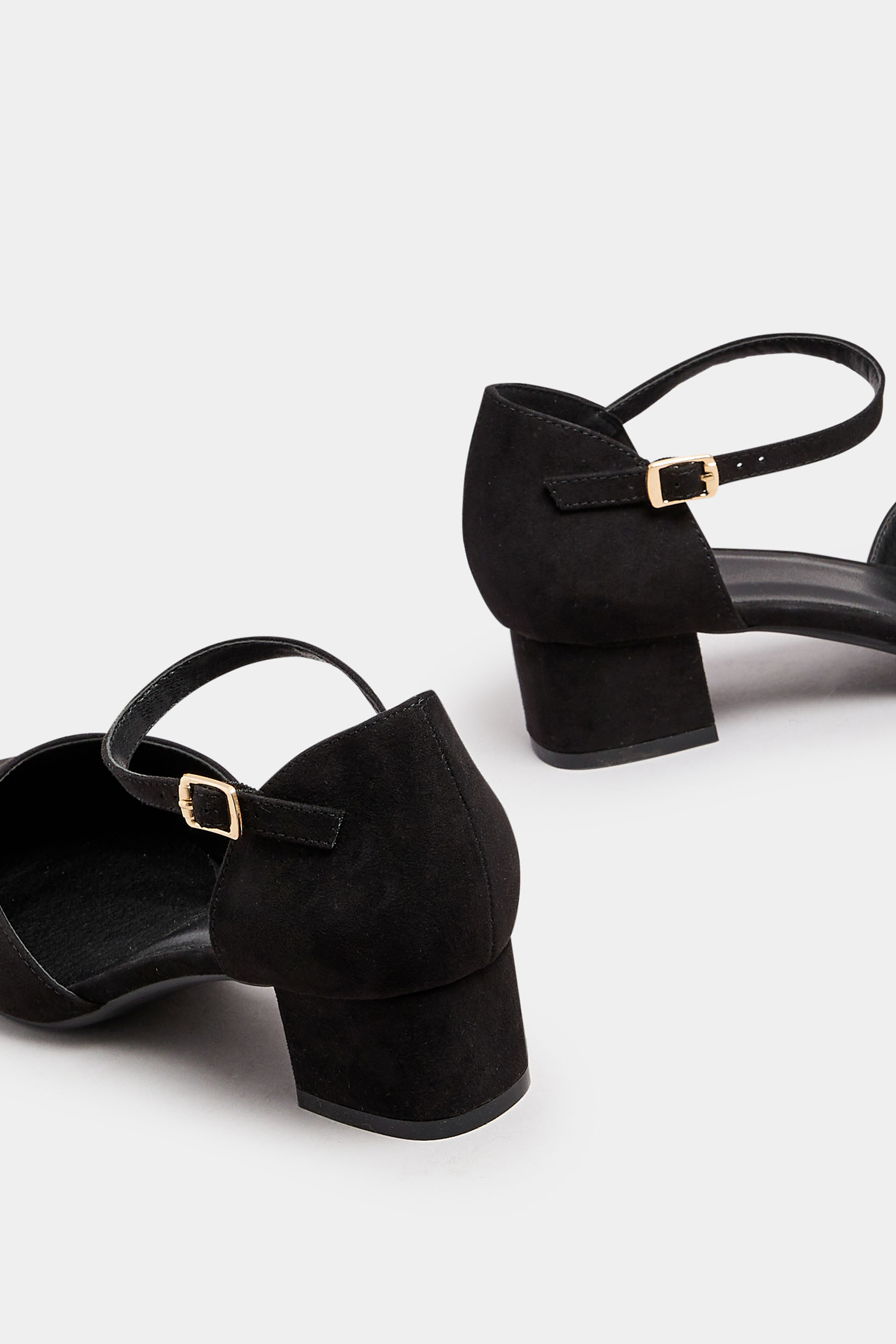 Black Faux Suede Block Heel Court Shoes In Extra Wide EEE Fit | Yours Clothing 4