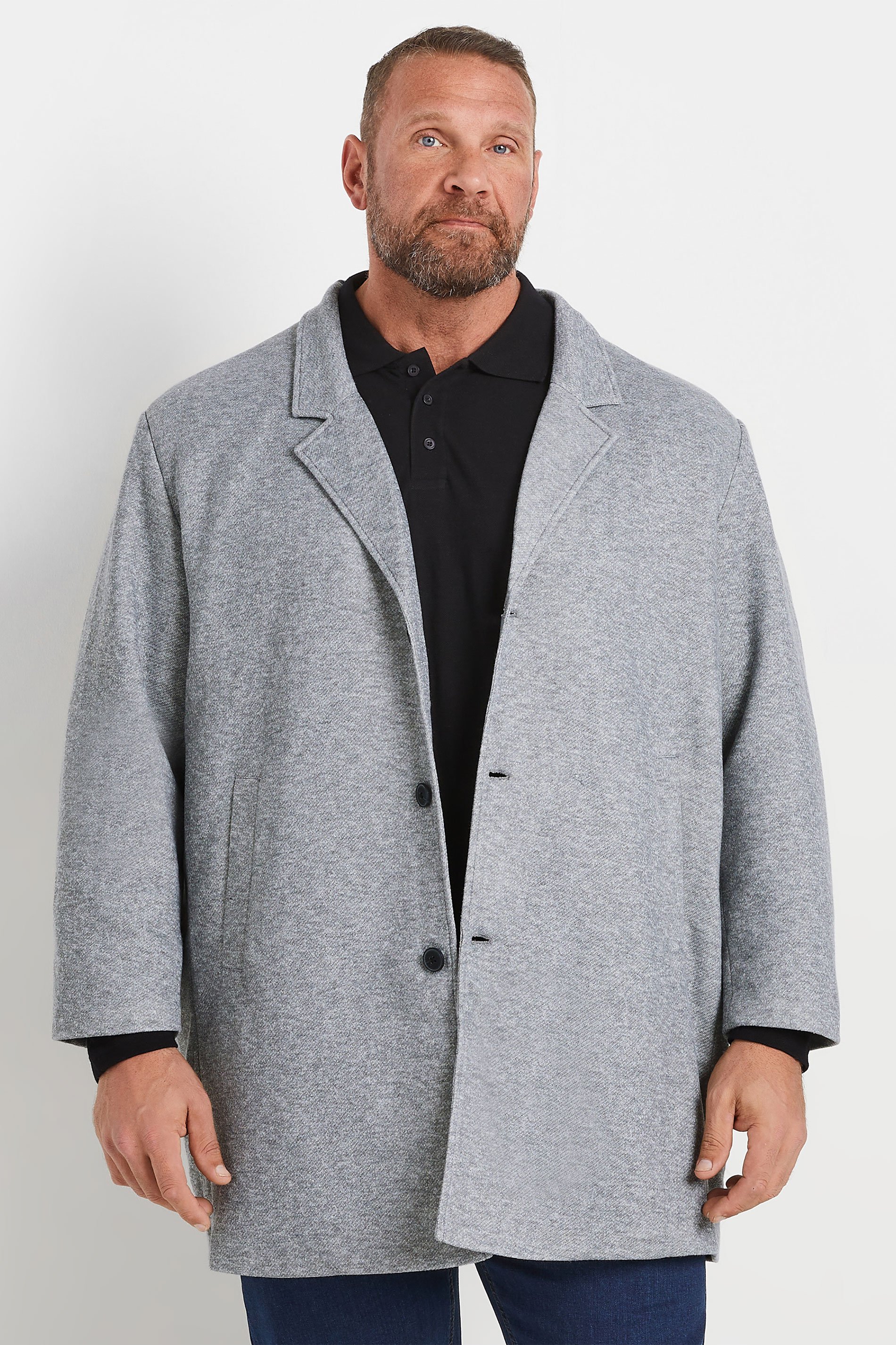 JACK & JONES Big & Tall Light Grey Formal Coat | BadRhino 1