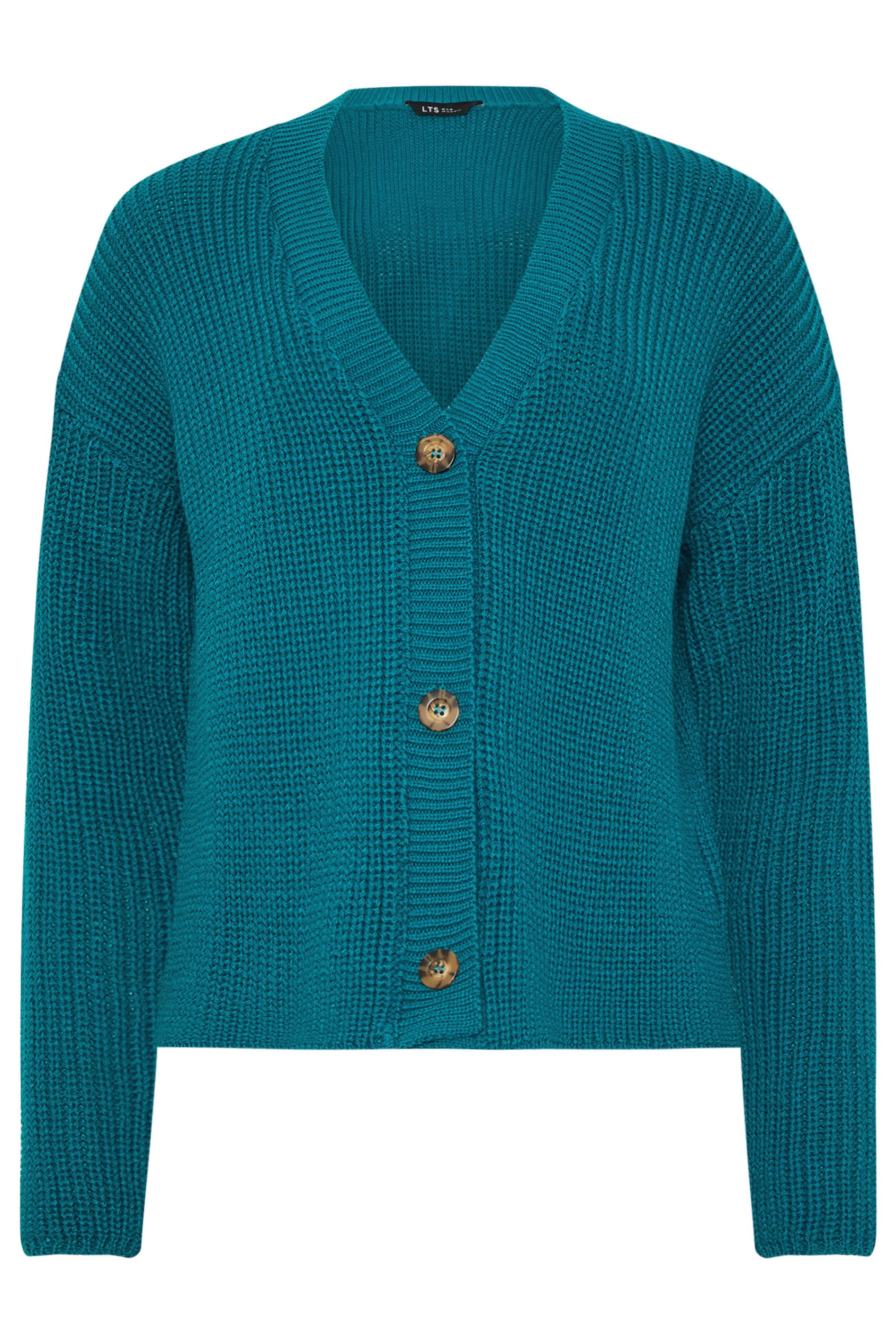 LTS Tall Women's Teal Blue V-Neck Cardigan | Long Tall Sally 1