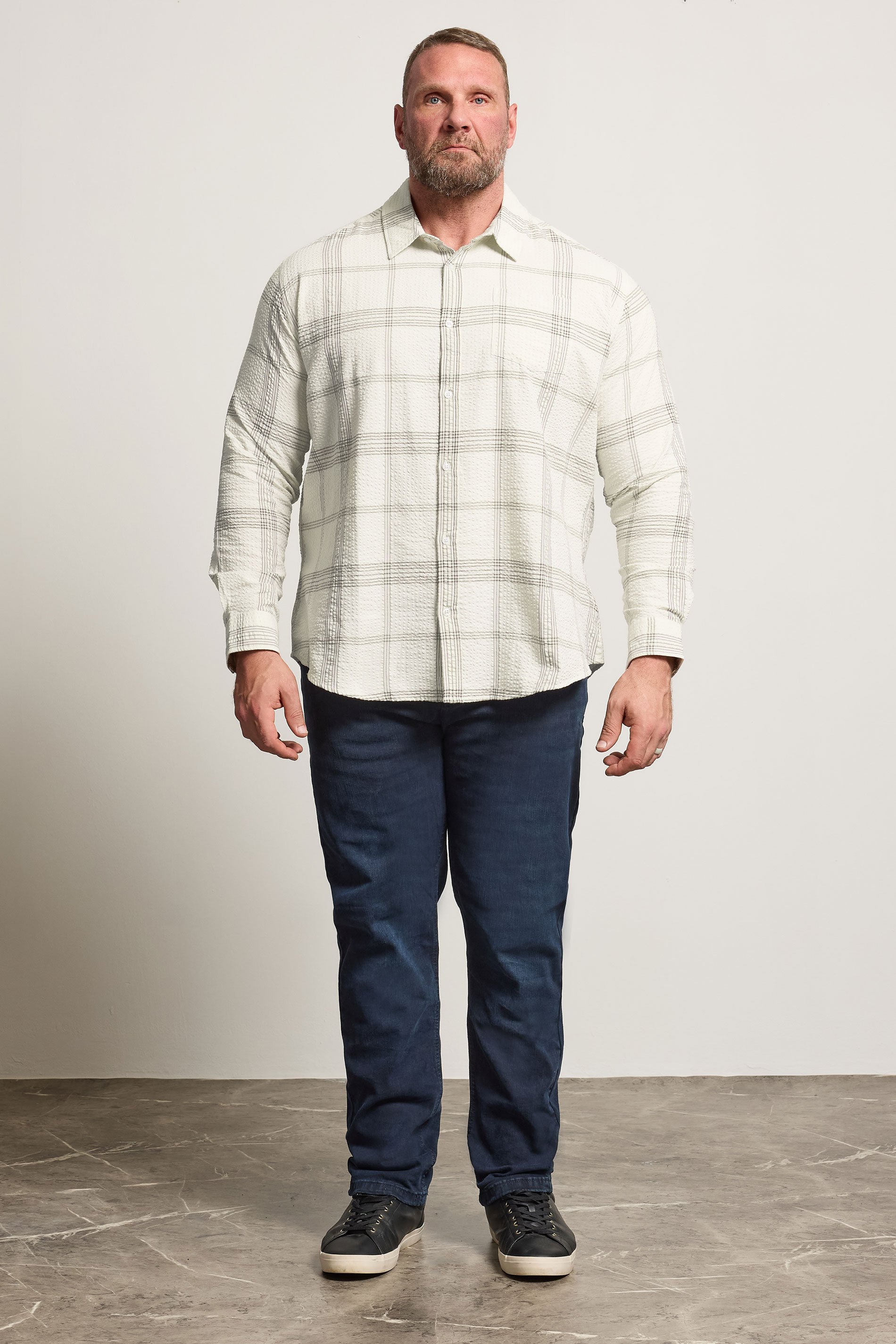 BadRhino Big & Tall Natural Brown Textured Checked Shirt | BadRhino 3