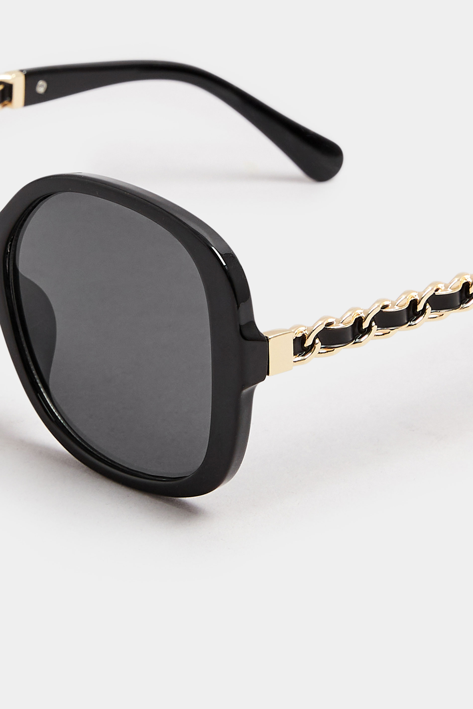 Black Chain Oversized Sunglasses | Yours Clothing 4