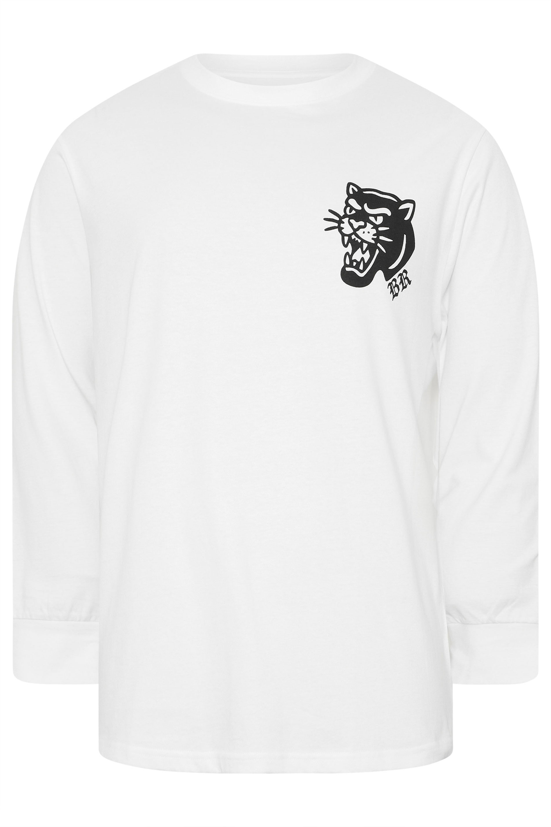 BadRhino Big & Tall White Panther Long Sleeve Graphic T-Shirt | BadRhino 1