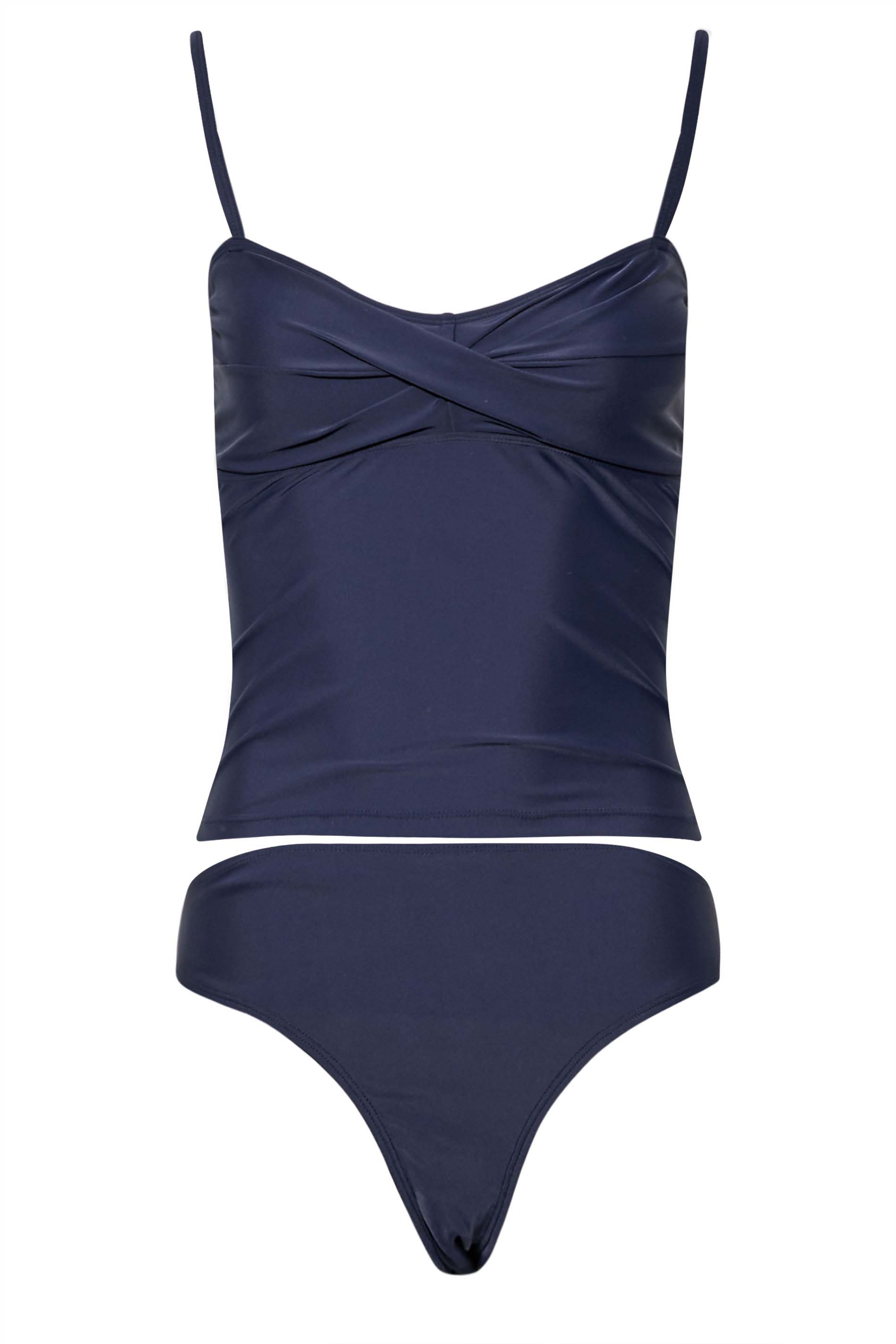 LTS Tall Women's Navy Blue Twist Ruched Tankini Set | Long Tall Sally  8