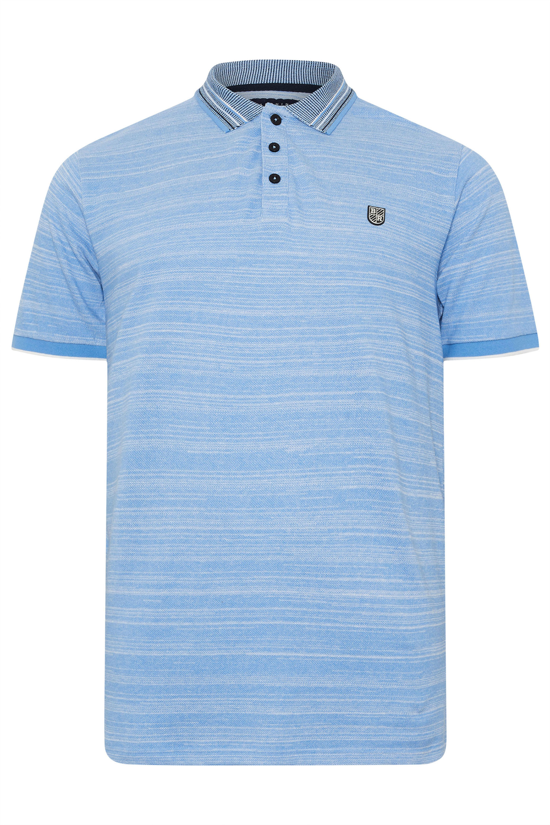 BadRhino Big & Tall Light Blue Jacquard Polo Shirt | BadRhnio 6