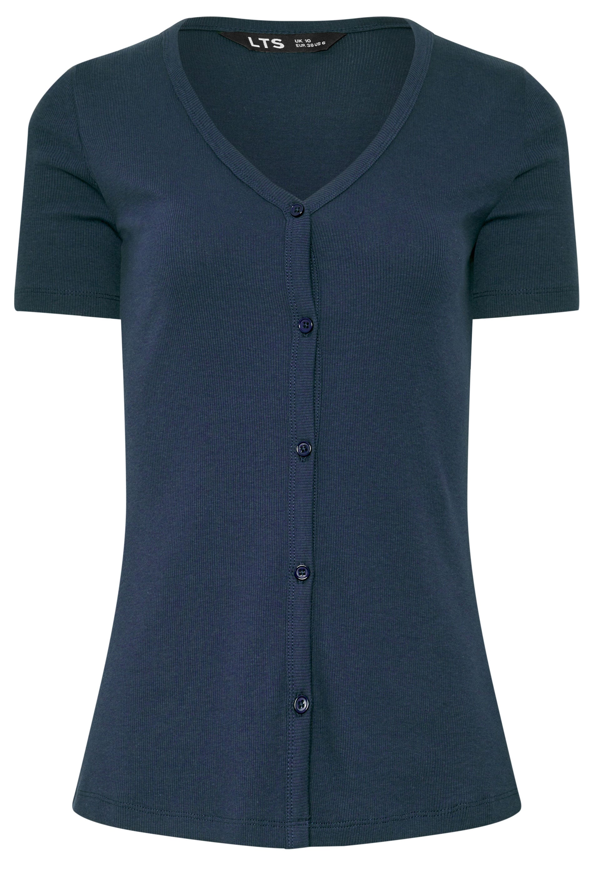 LTS Tall Women's Navy Blue Button T-Shirt | Long Tall Sally 5
