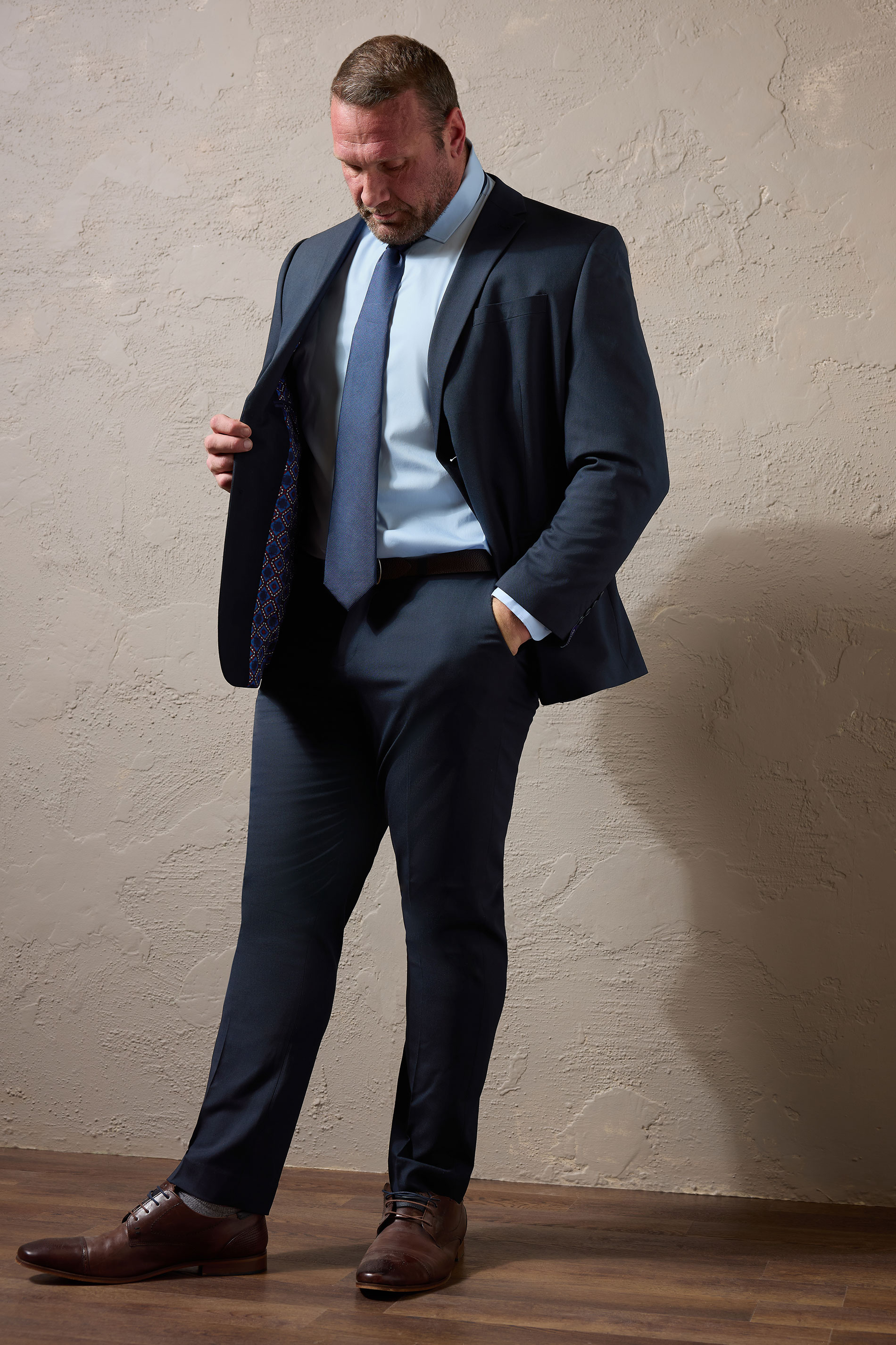 BadRhino Big & Tall Navy Blue Plain Suit Trousers | BadRhino 6