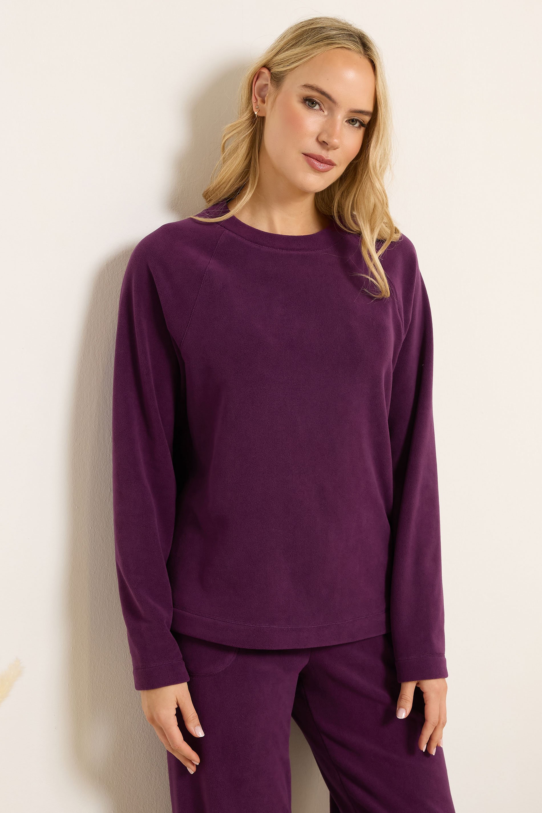 LTS Tall Women's Burgundy Red Fleece Lounge Top | Long Tall Sally 2