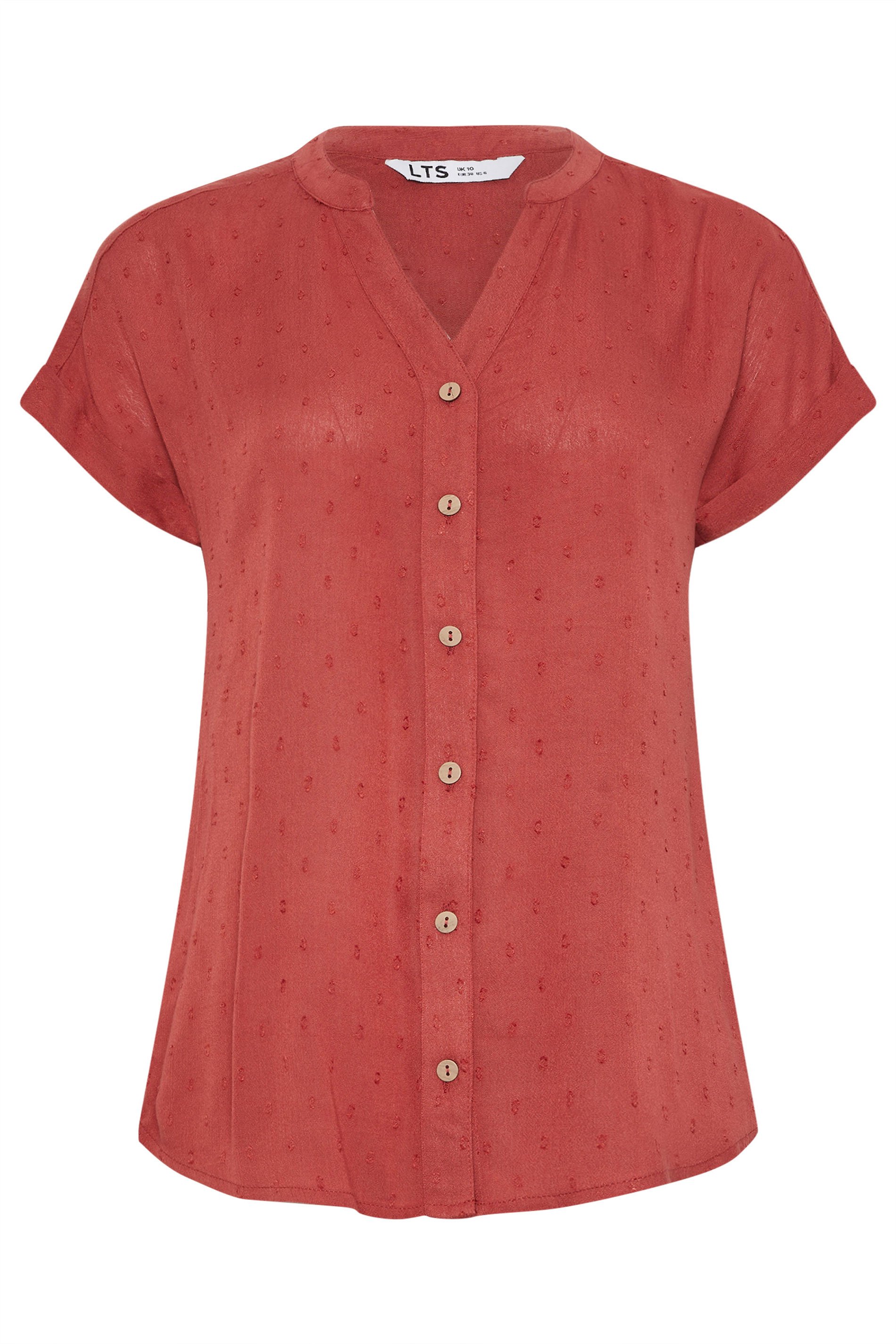 LTS Tall Coral Pink Dobby Spot Blouse | Long Tall Sally 6