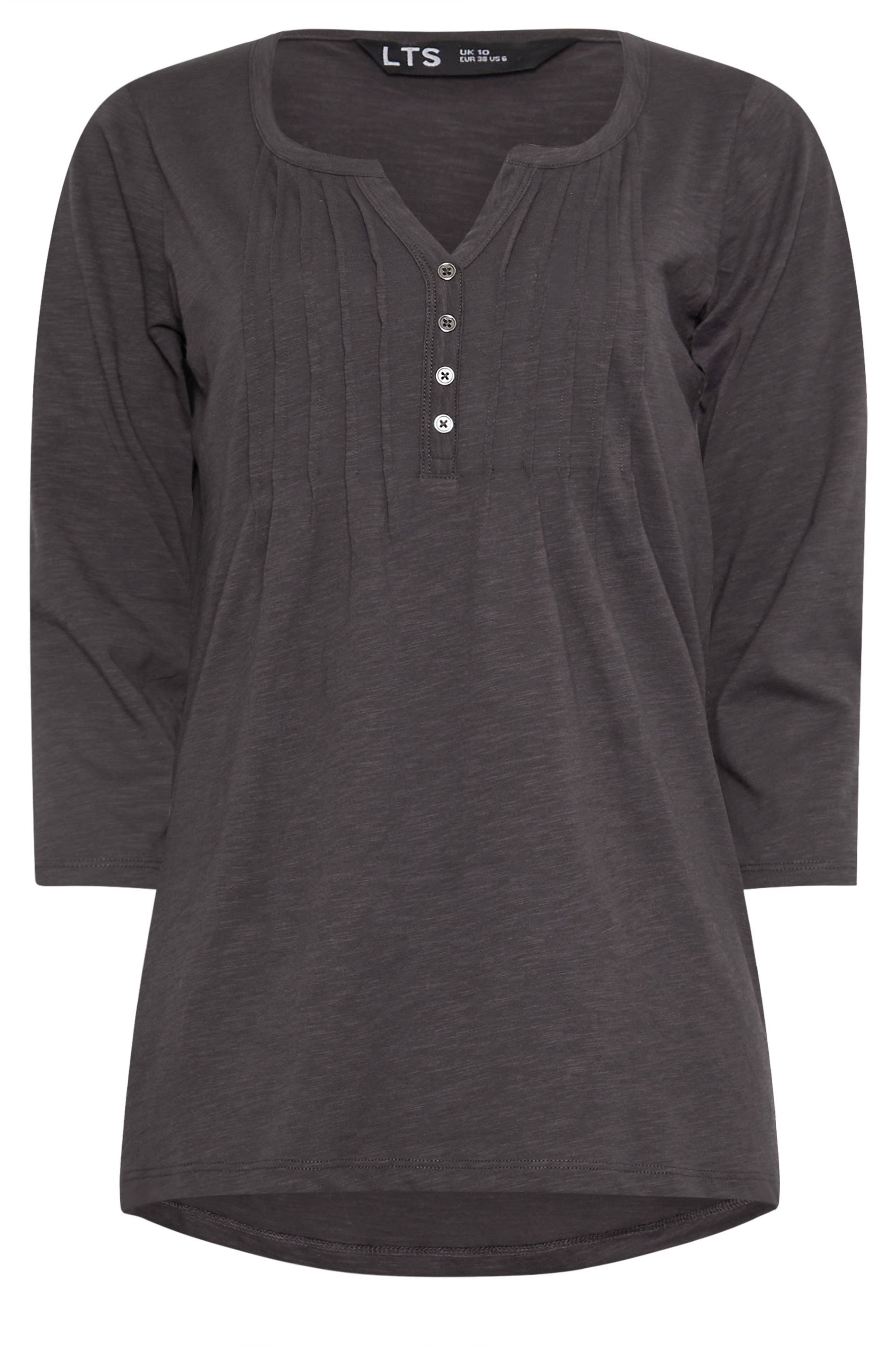 LTS Tall 2 PACK Teal Blue & Grey Henley Tops | Long Tall Sally 8